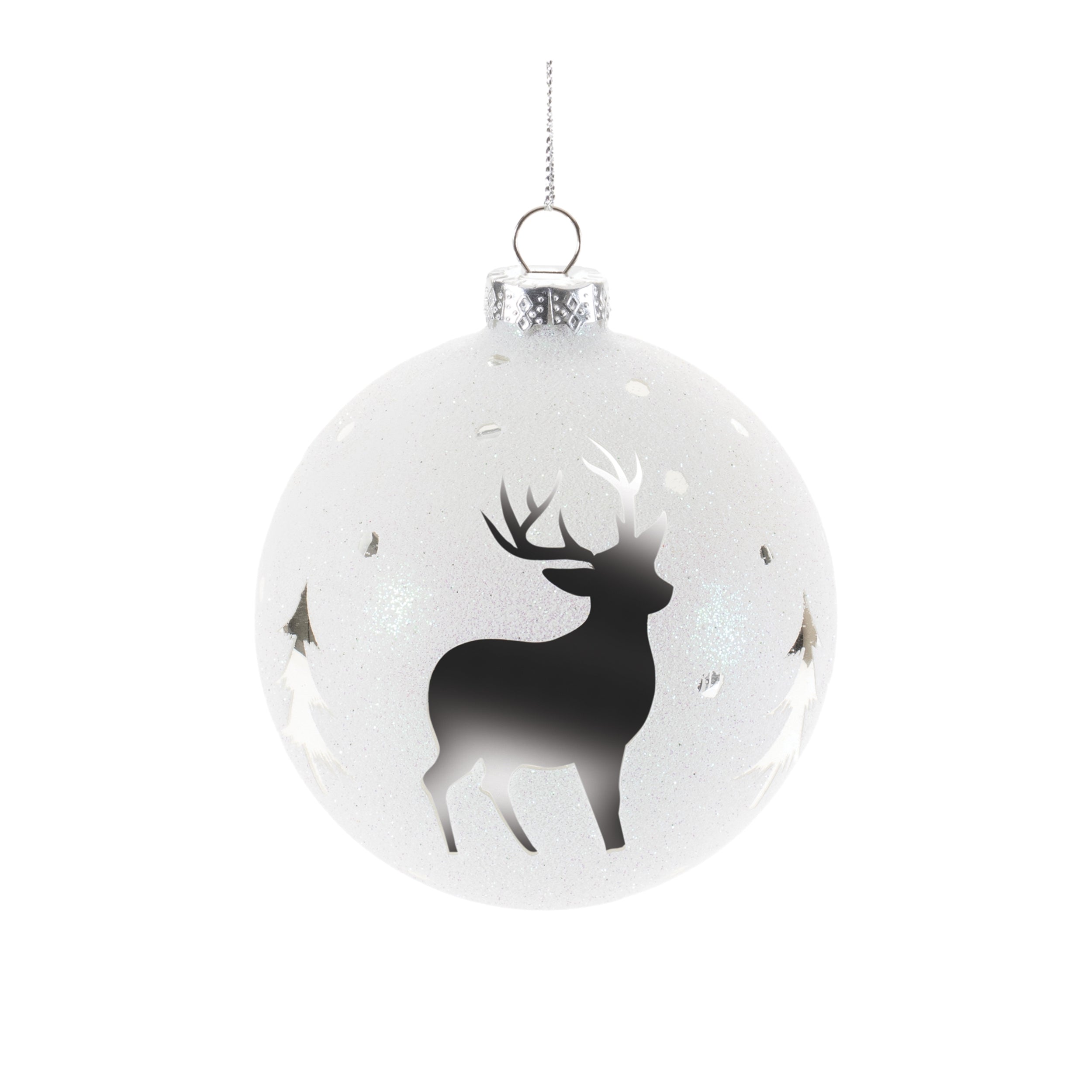 Glittered Glass Deer Ornament (Set of 6)
