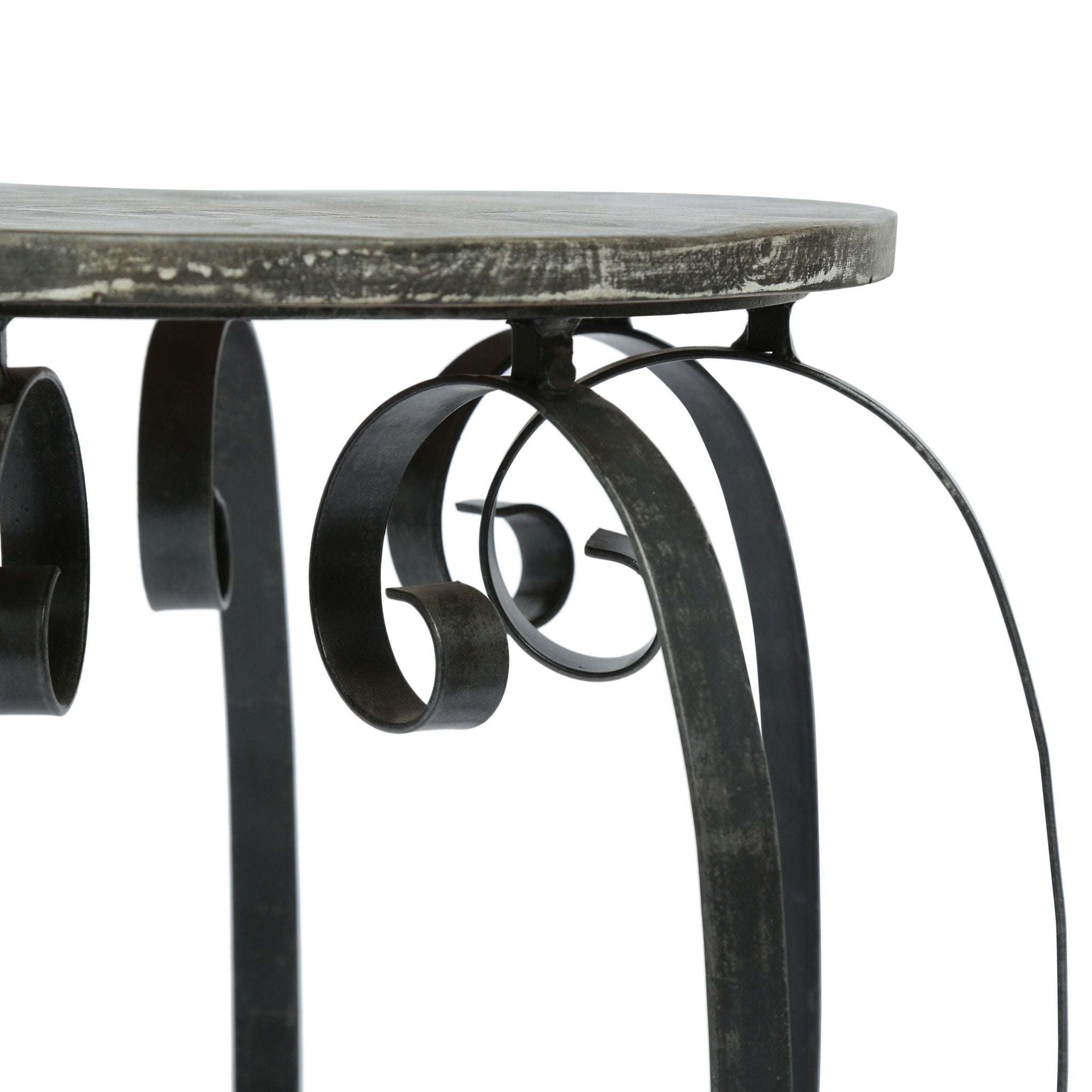 Modern Industrial End Table With Mango Wood Top And Iron Frame - Gray
