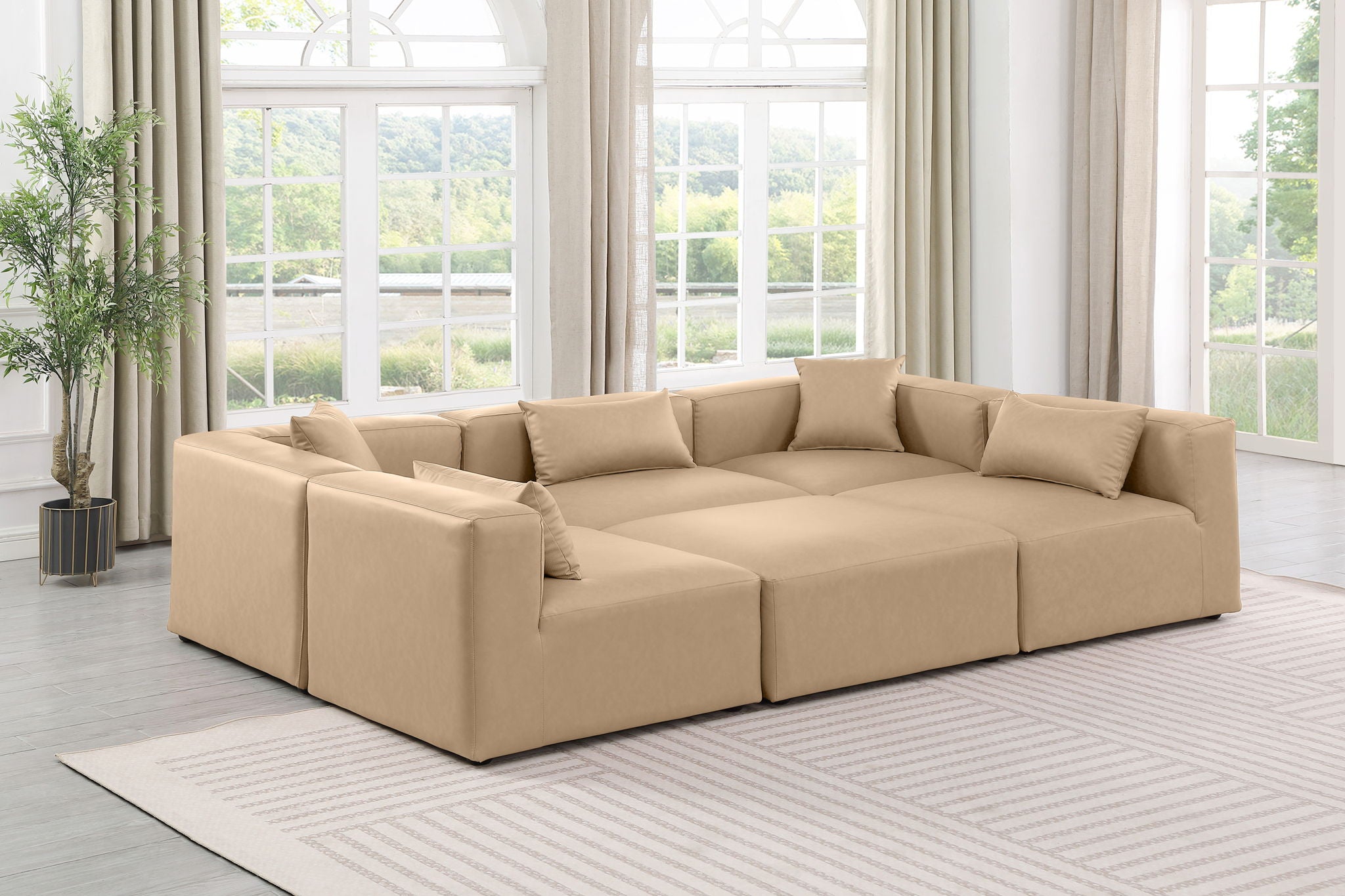 Cube - 6 Piece Modular Sectional - Tan