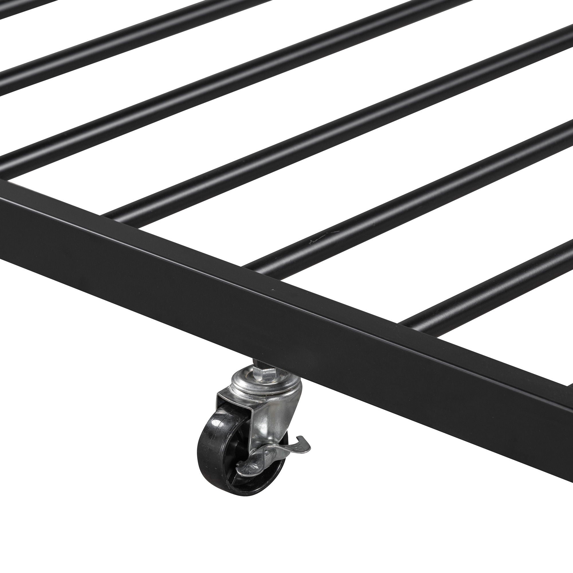 Platform Bed Frame With Trundle, USB Ports And Slat Support, No Box Spring Needed