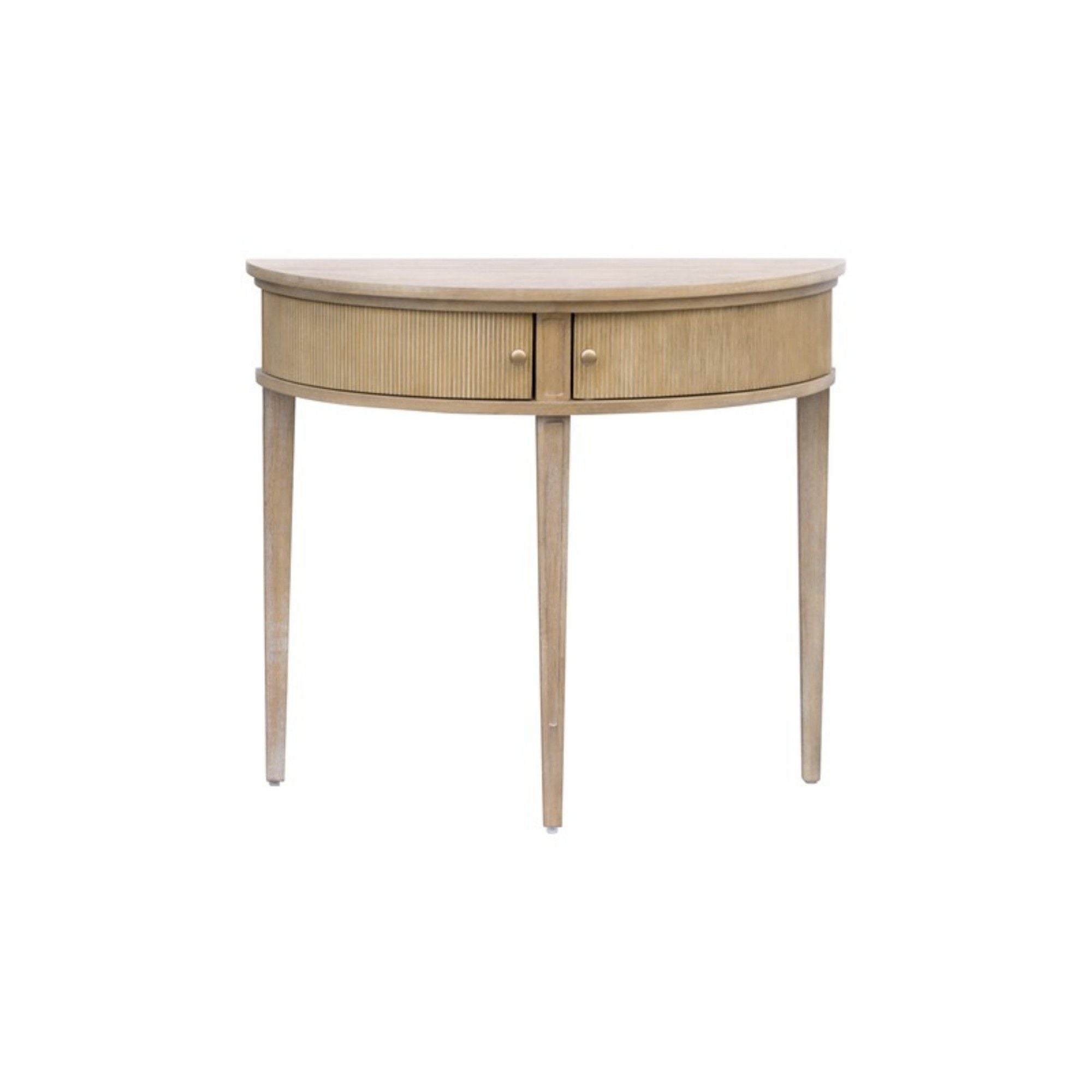 Vintage Inspired Storage Console Table With Fluted Doors - Reclaimed Wheat