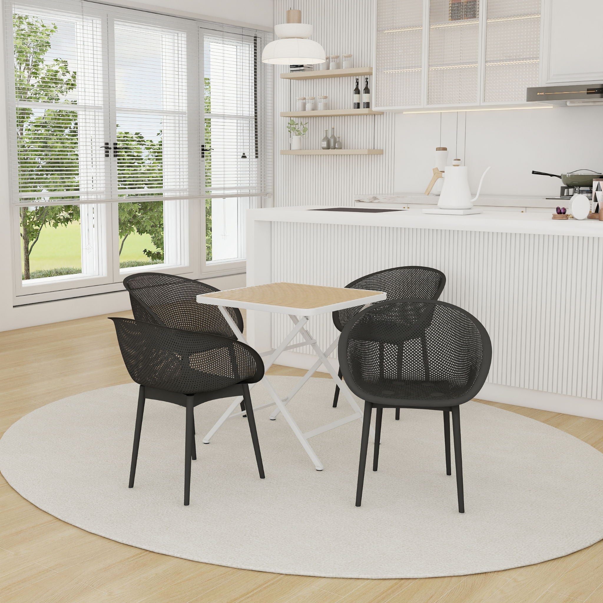 2 Piece Durable Single Chair With Mesh Hollow Out Design