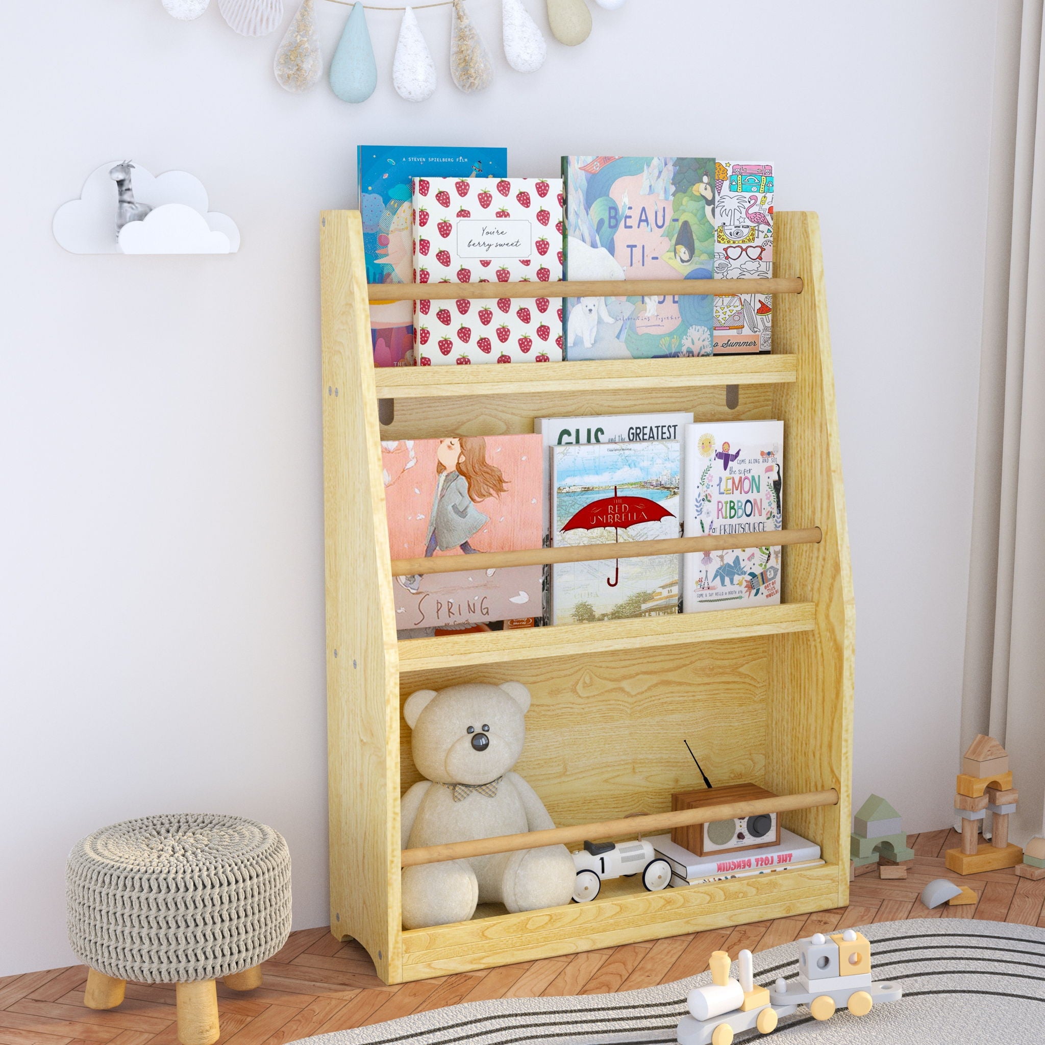 3 Tier Book Shelf, Compact Storage For Bedrooms