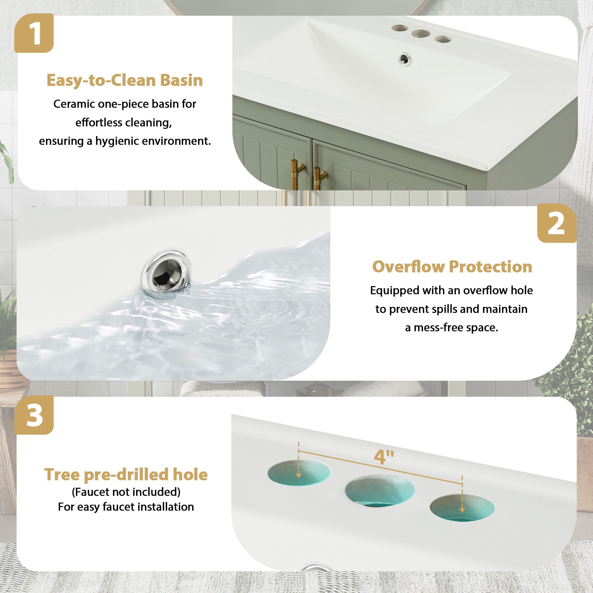 Elegant Bathroom Vanity With Ceramic Sink And Versatile Storage - Best Buy Furniture