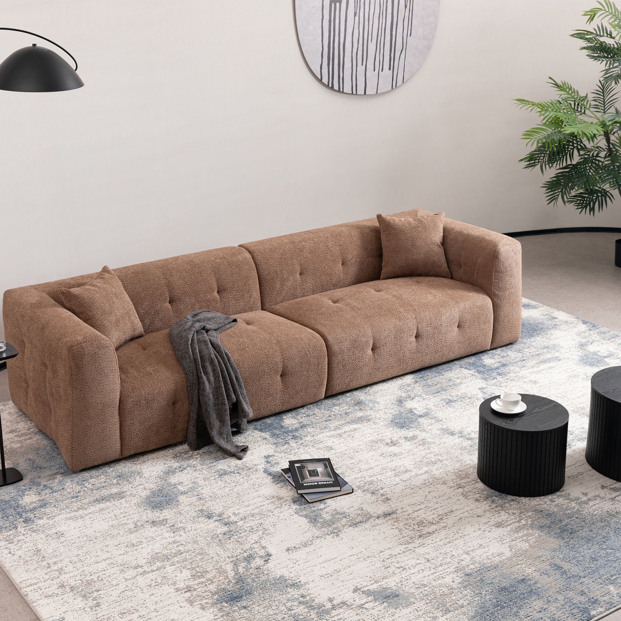 Stylish Sofa With Square Design And Thick Handrailing For Living Room