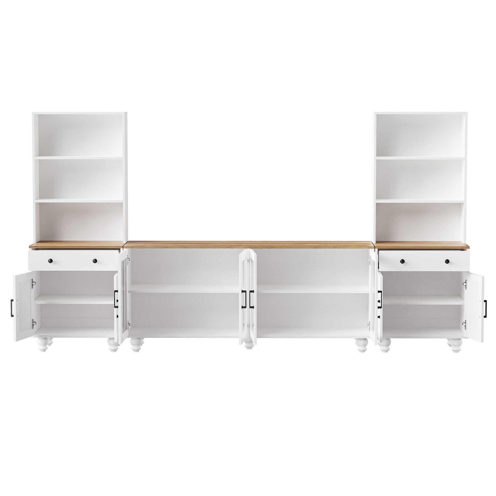 Farmhouse TV Stand With Solid Wood Gourd Shaped Legs For TVs Up To 70" - Best Buy Furniture