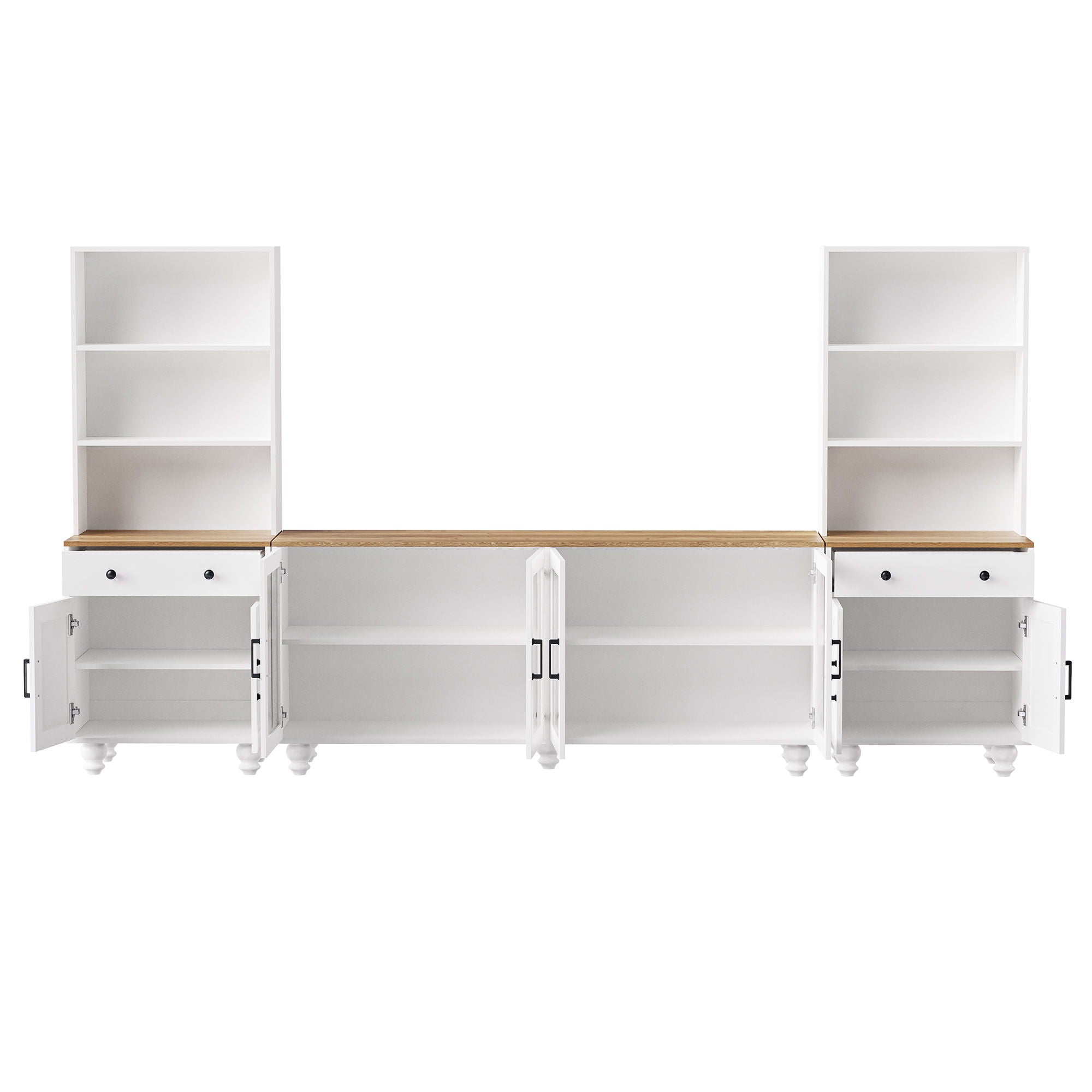 Farmhouse TV Stand With Solid Wood Gourd Shaped Legs For TVs Up To 70" - Best Buy Furniture