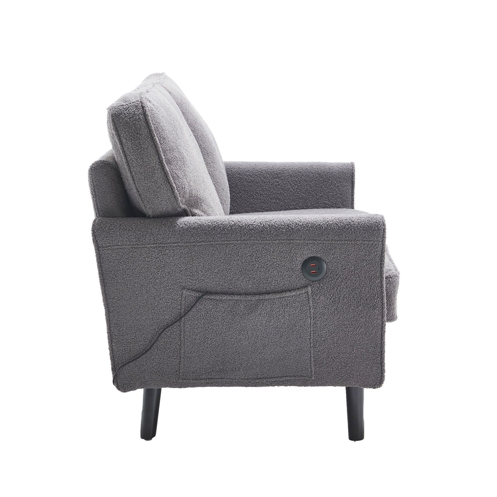 Mid Century Modern Loveseat Sofa With USB Ports, Removable Pillow Cover