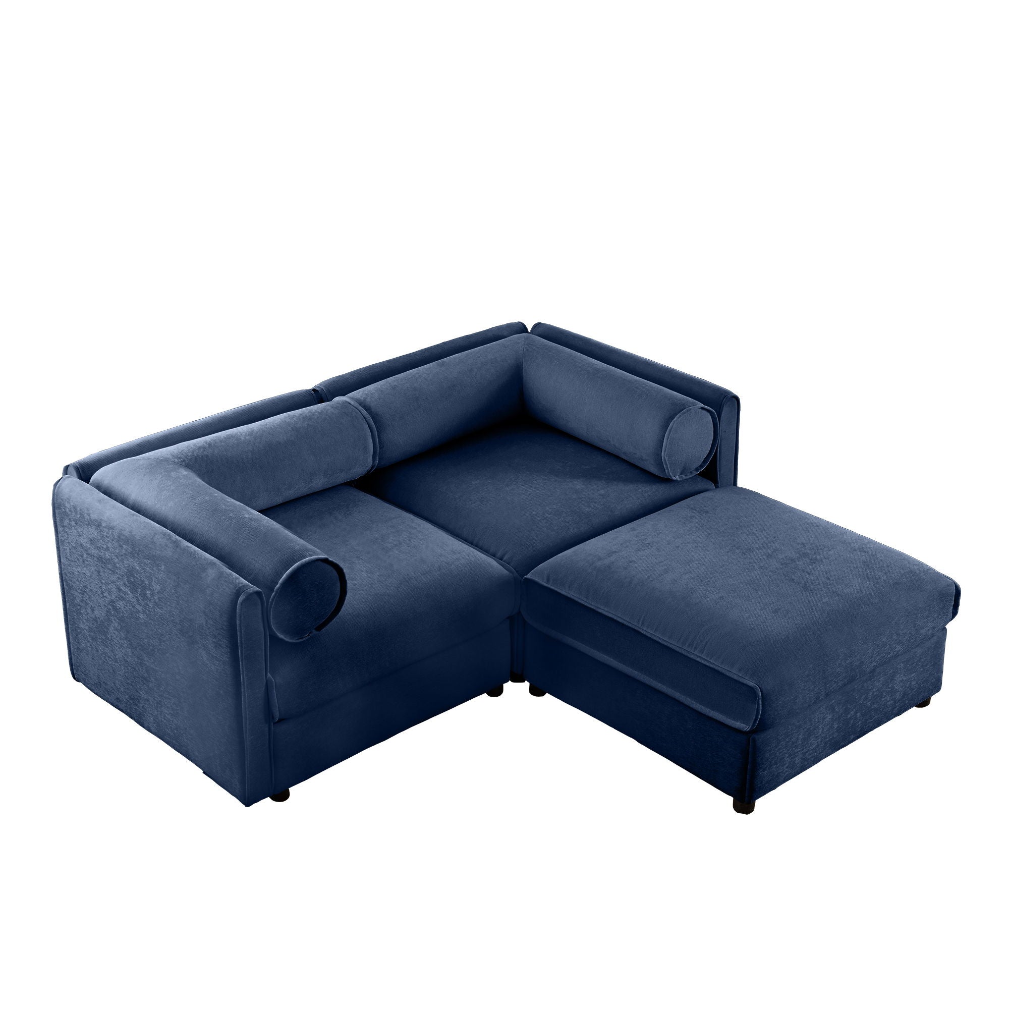 Contemporary Elegant White Chenille Sofa With Storage And Ottoman