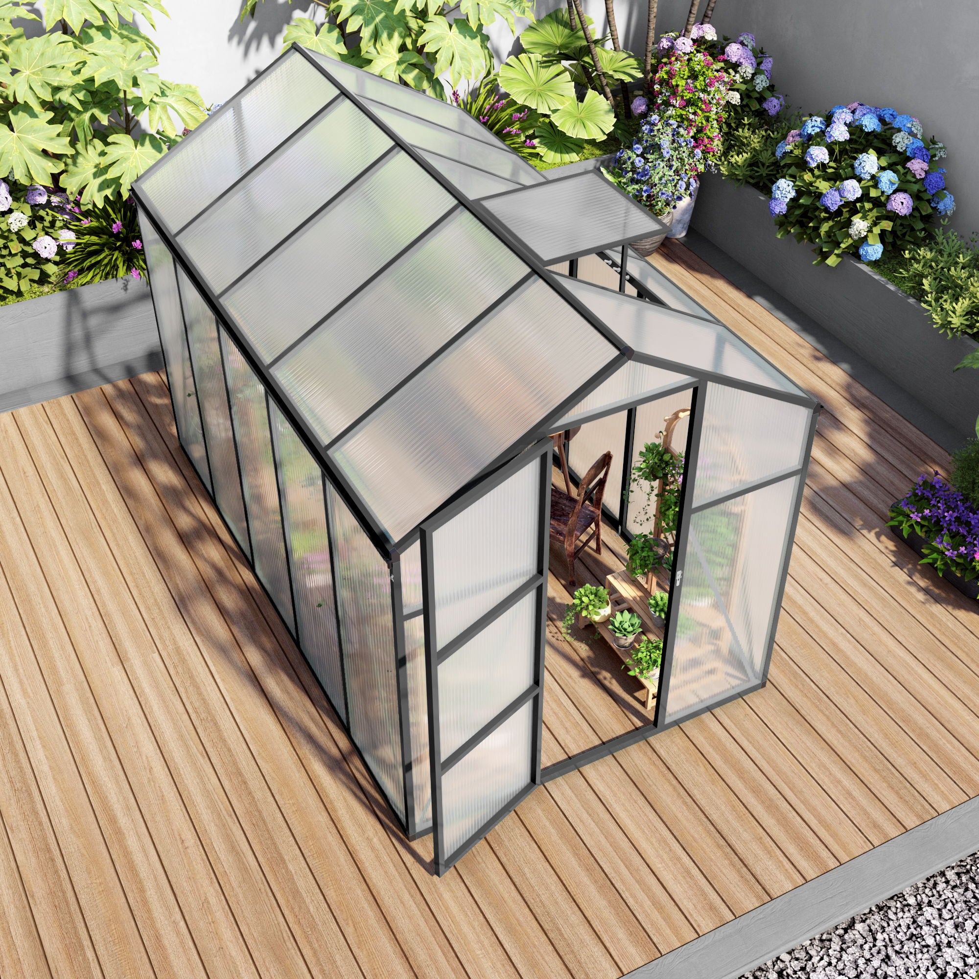 Gain Height Windproof Greenhouse With Raised Base