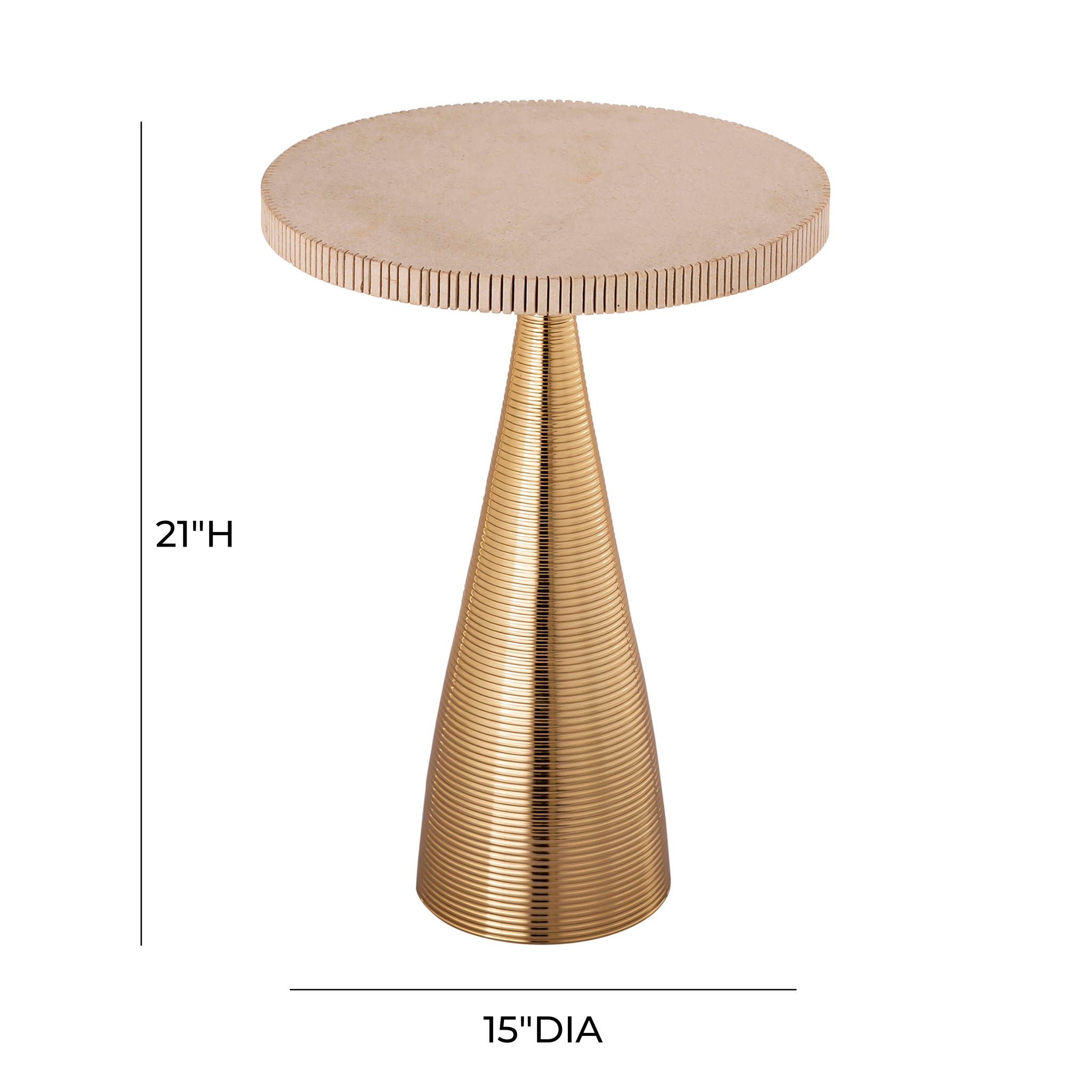 Celeste - Ribbed Side Table - Beige
