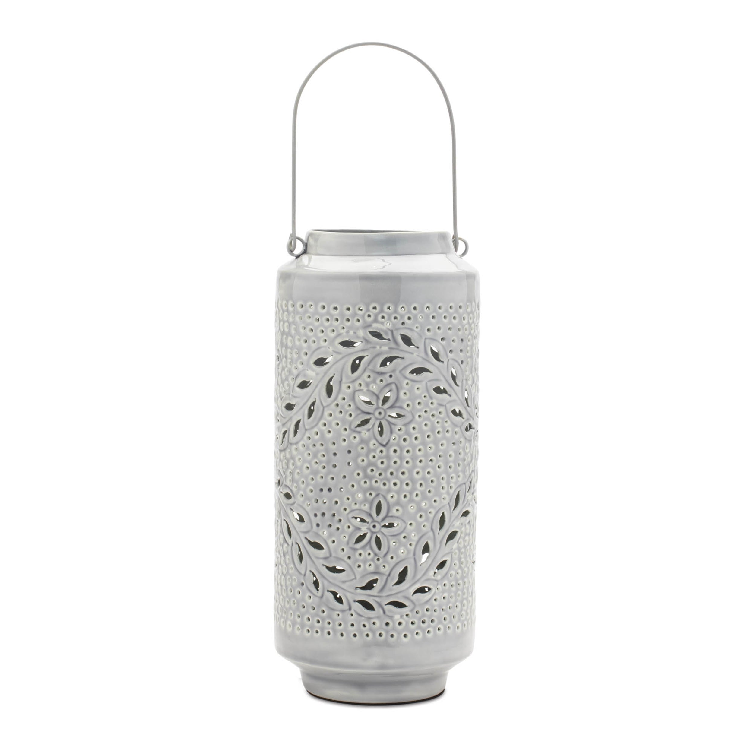 Punched Metal Candle Lantern 15.5"H