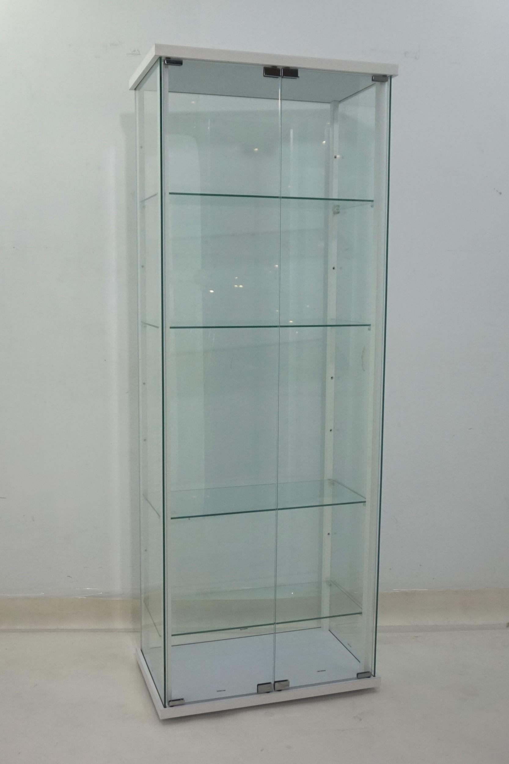 Delphinium 4-Shelf Clear Glass Curio Display Cabinet White-