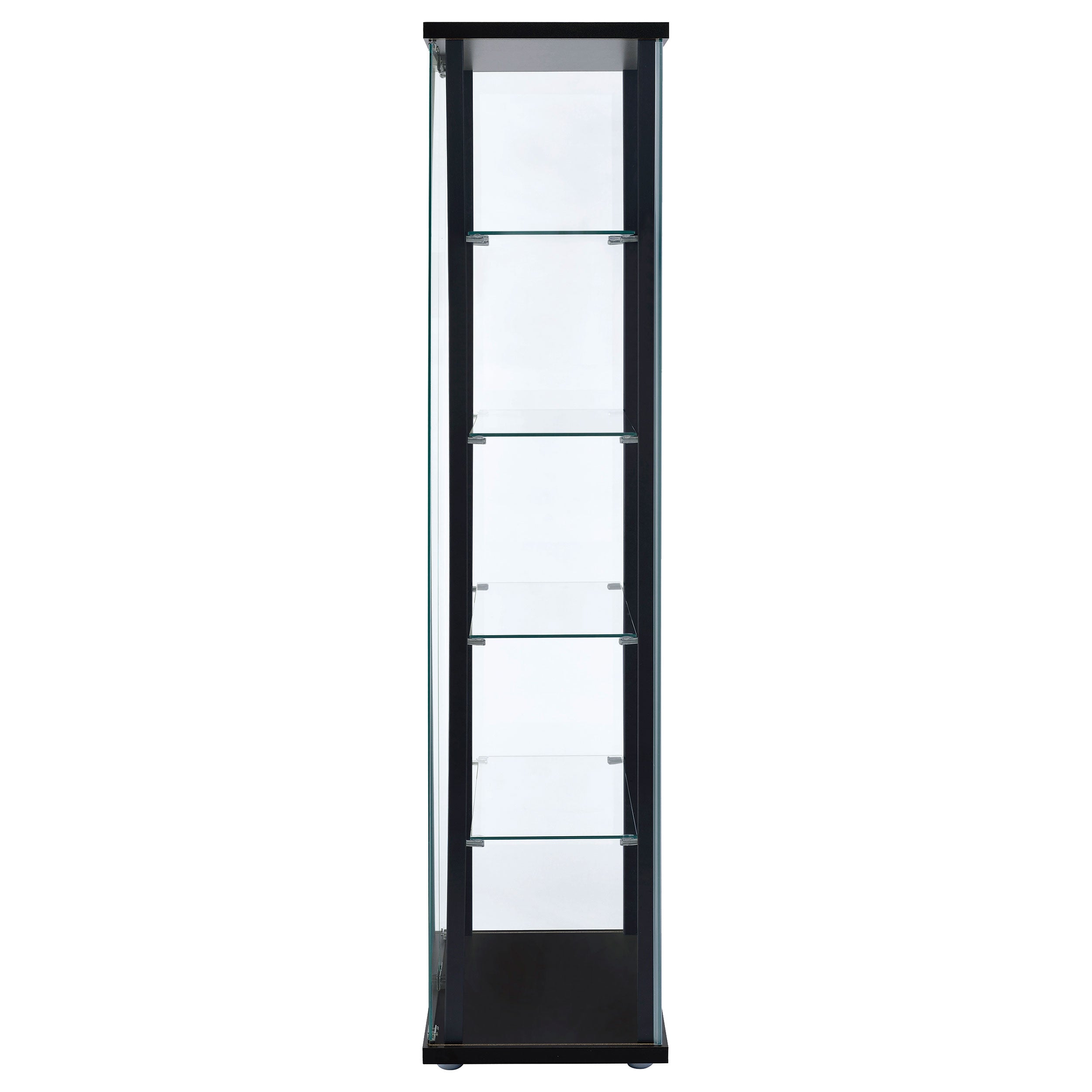 Delphinium 4-Shelf Clear Glass Curio Display Cabinet Black-CoasterEveryday