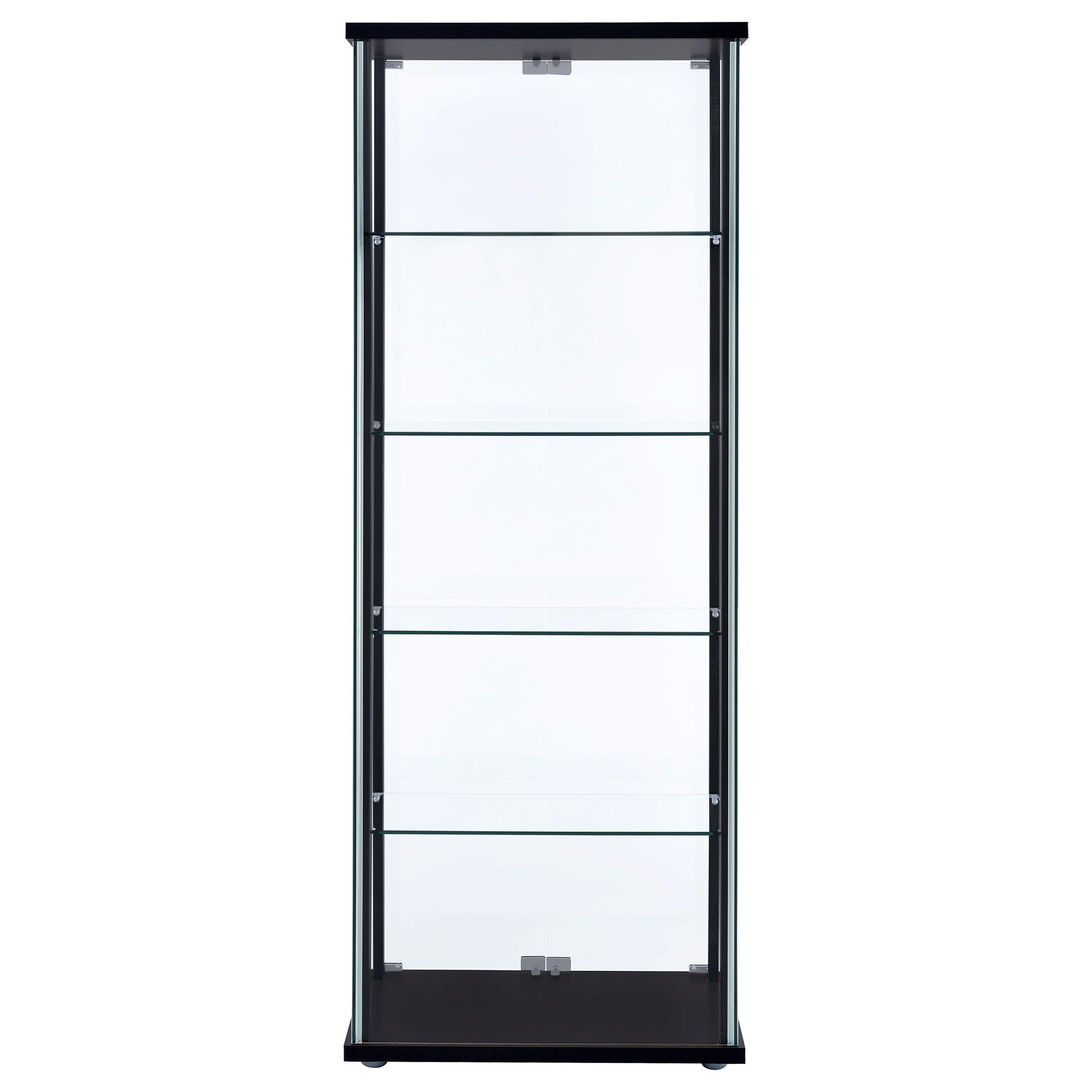 Delphinium 4-Shelf Clear Glass Curio Display Cabinet Black-CoasterEveryday