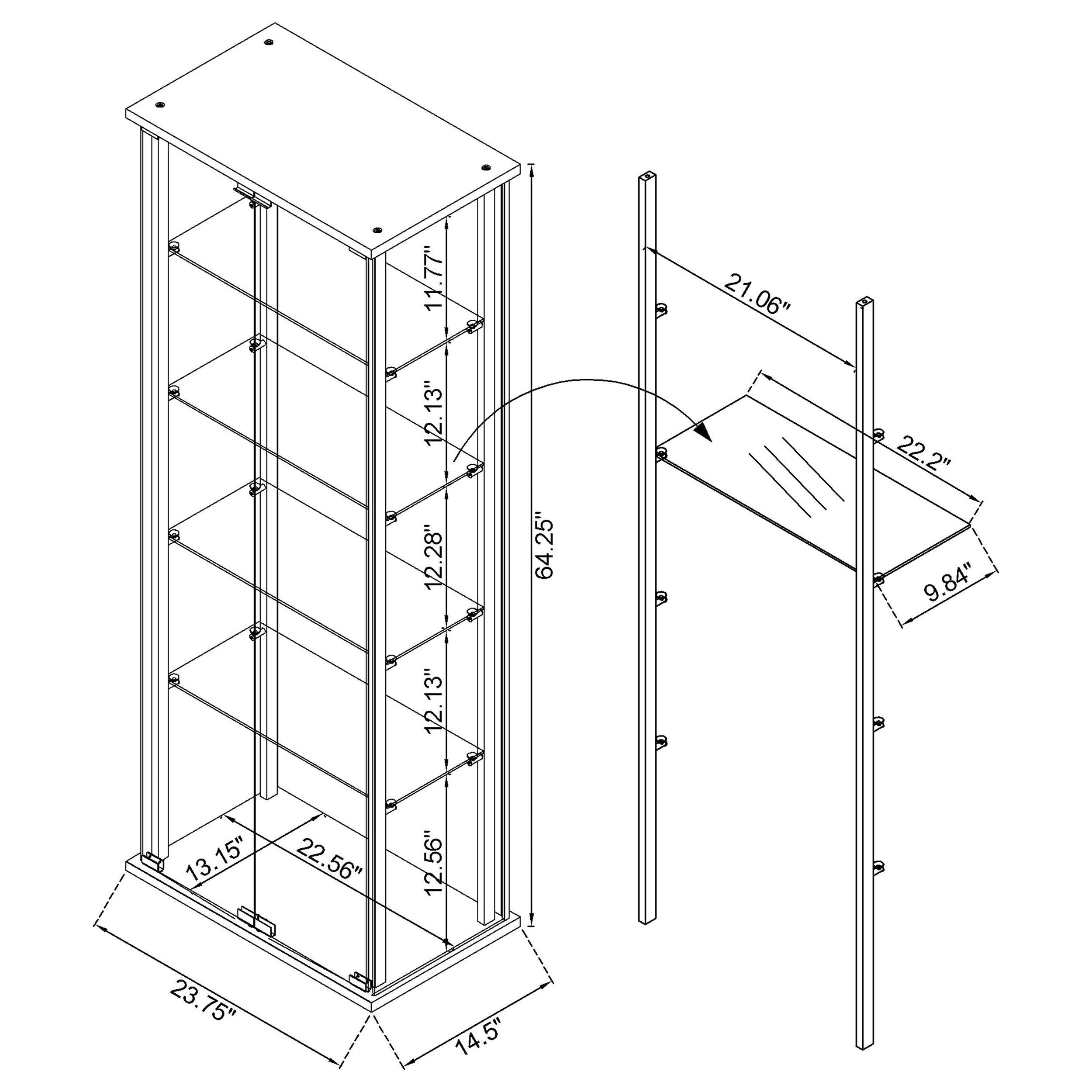 Delphinium 4-Shelf Clear Glass Curio Display Cabinet Black-CoasterEveryday