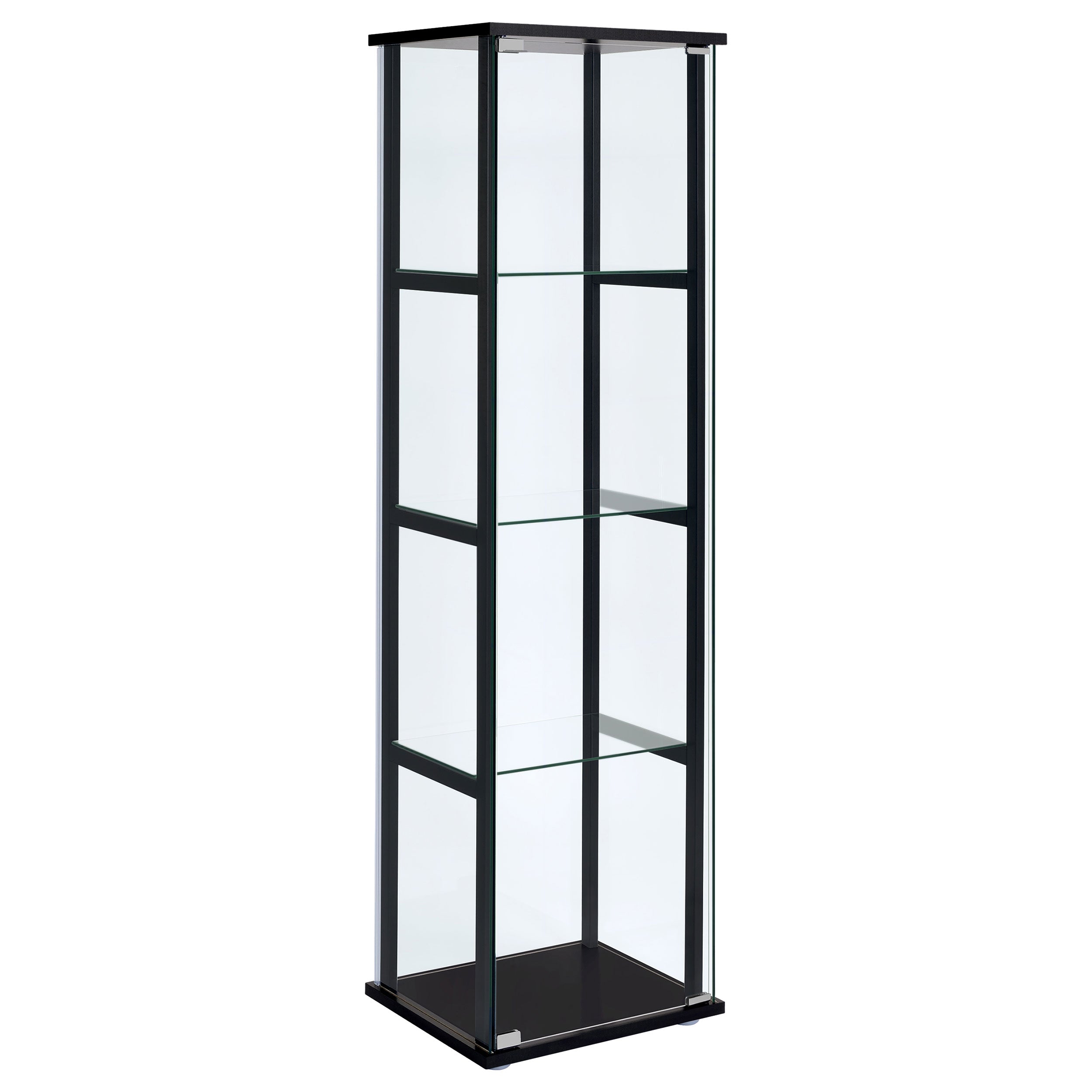 Cyclamen 4-shelf Clear Glass Curio Display Cabinet Black-CoasterEveryday