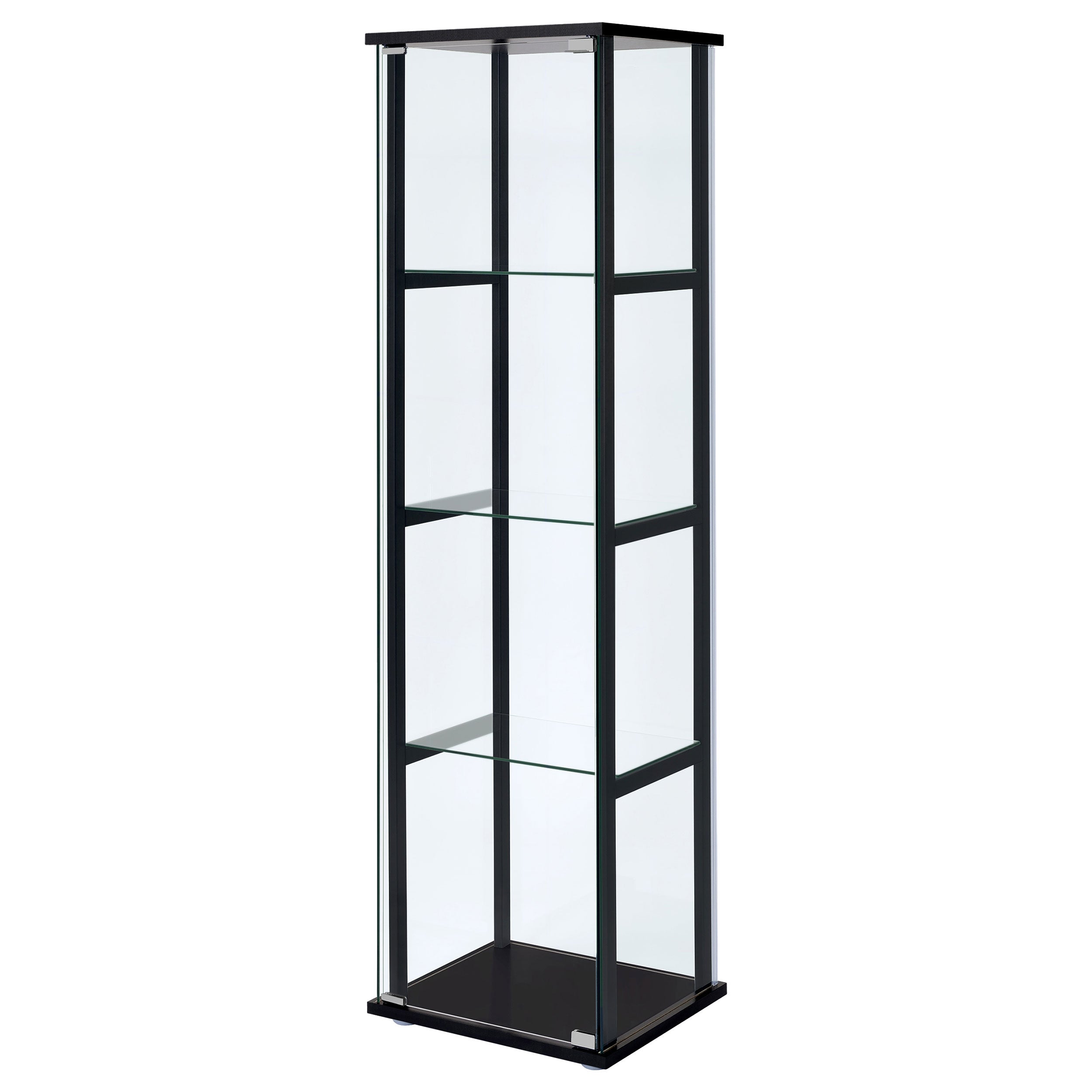 Cyclamen 4-shelf Clear Glass Curio Display Cabinet Black-CoasterEveryday