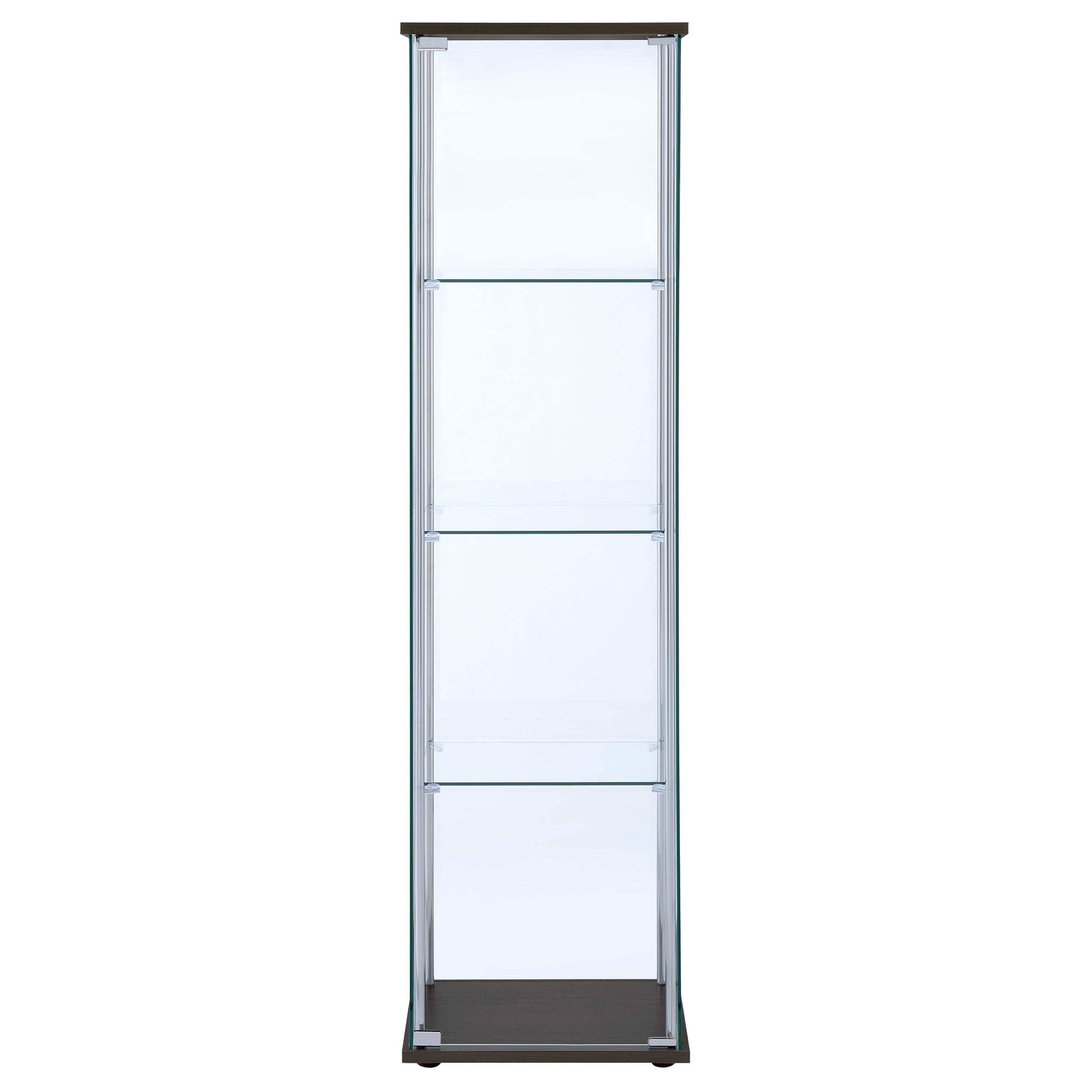 Bellatrix 3-shelf Clear Glass Curio Cabinet Cappuccino-CoasterEveryday