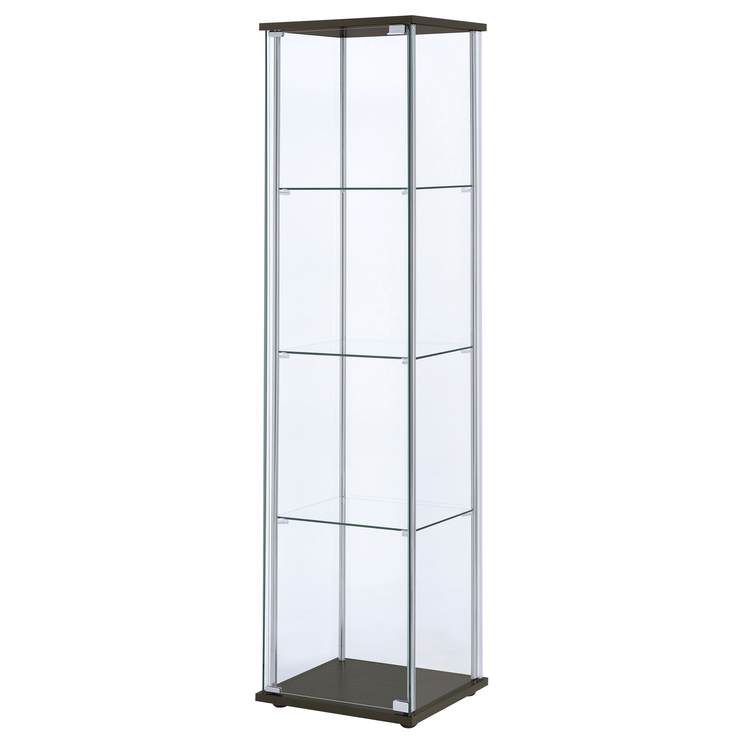 Bellatrix 3-shelf Clear Glass Curio Cabinet Cappuccino-CoasterEveryday