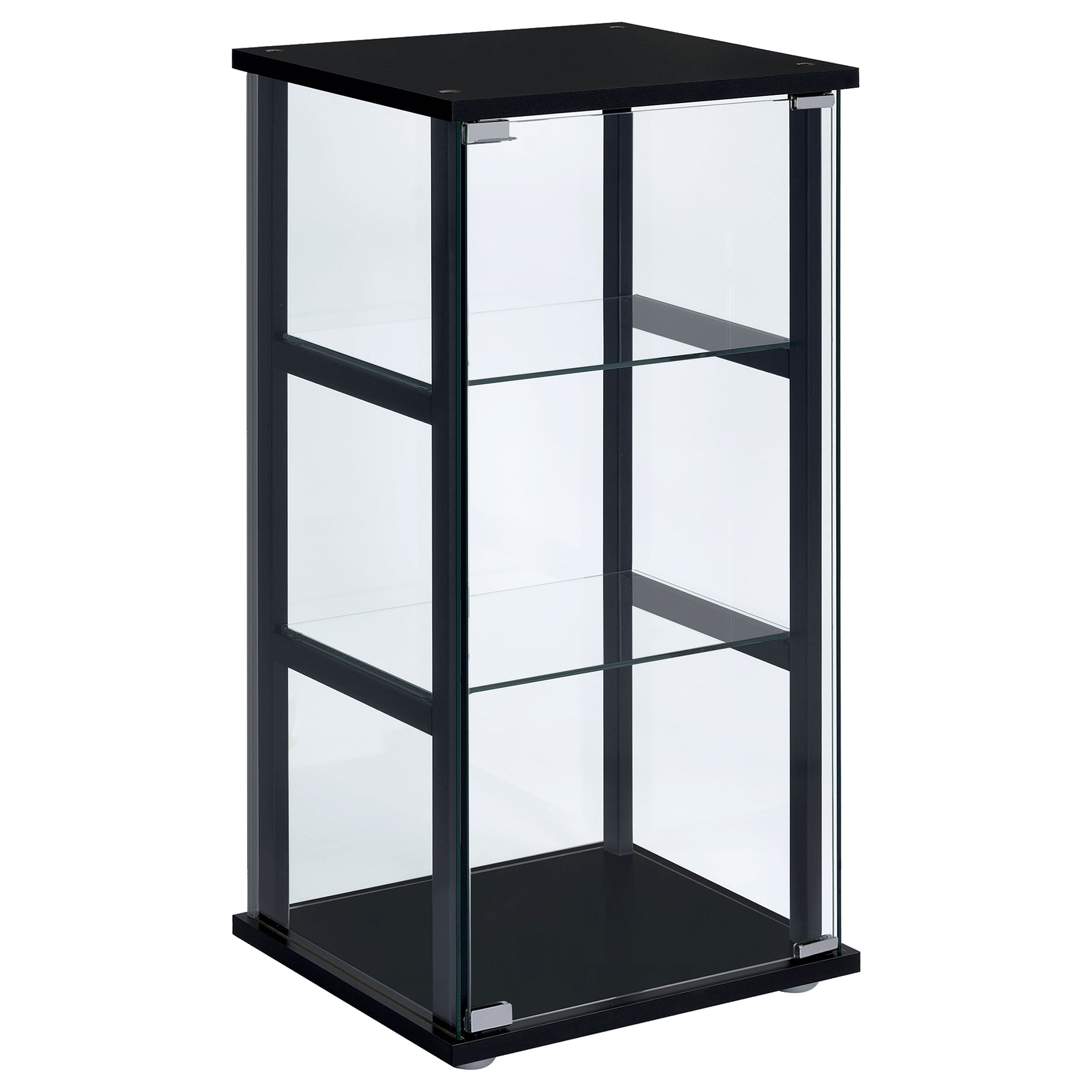 Cyclamen 3-shelf Clear Glass Curio Display Cabinet Black-CoasterEveryday