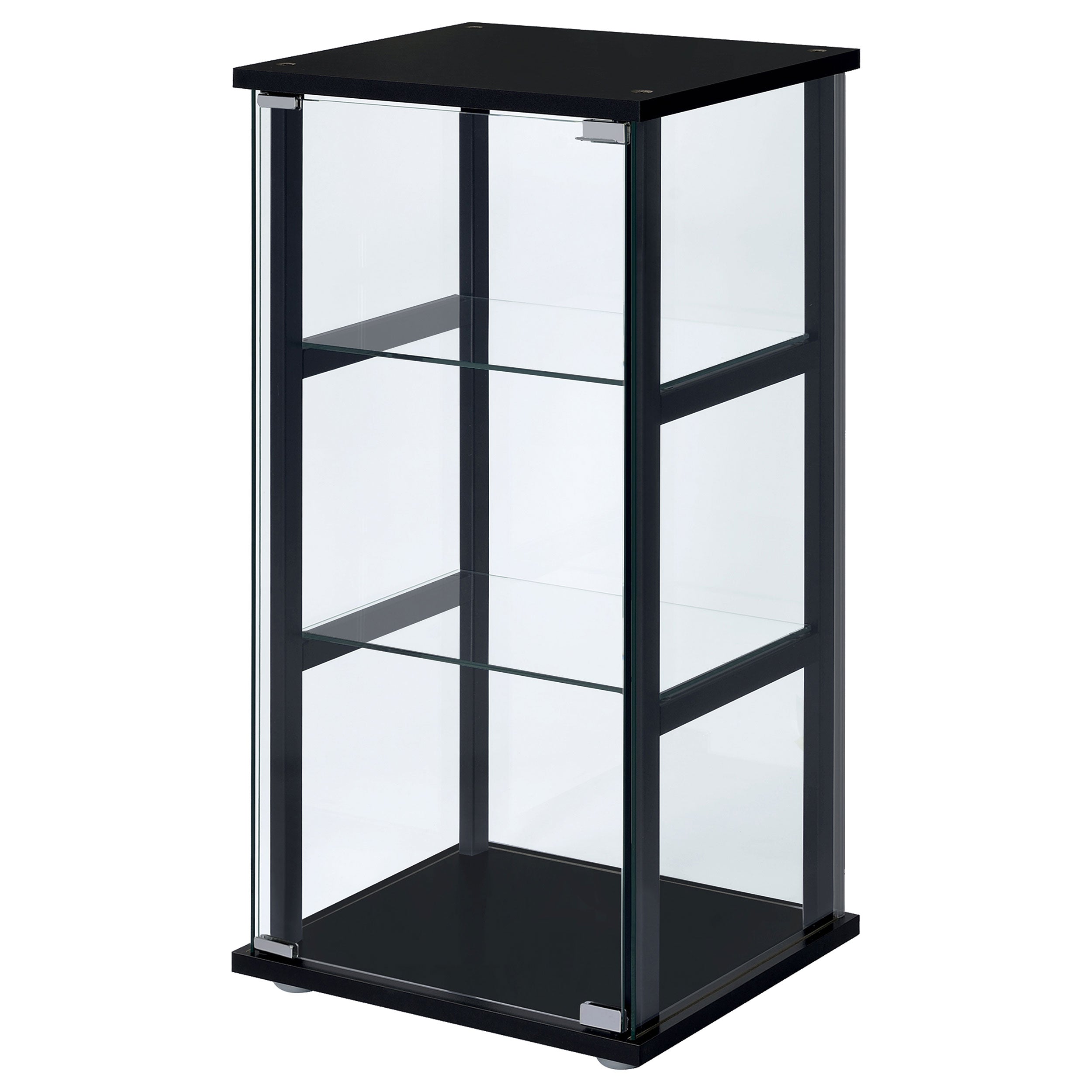 Cyclamen 3-shelf Clear Glass Curio Display Cabinet Black-CoasterEveryday
