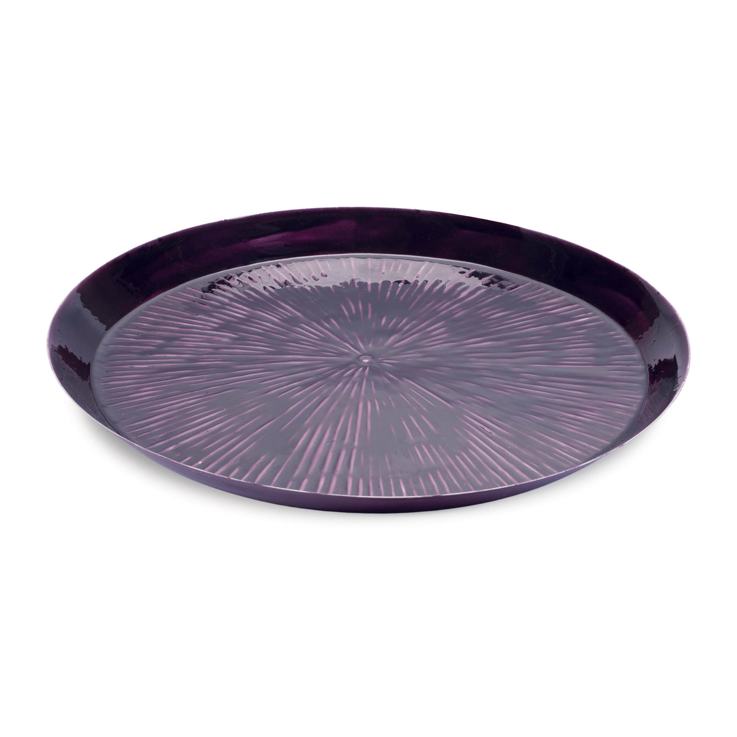 Round Etched Metal Tray 13.5"D