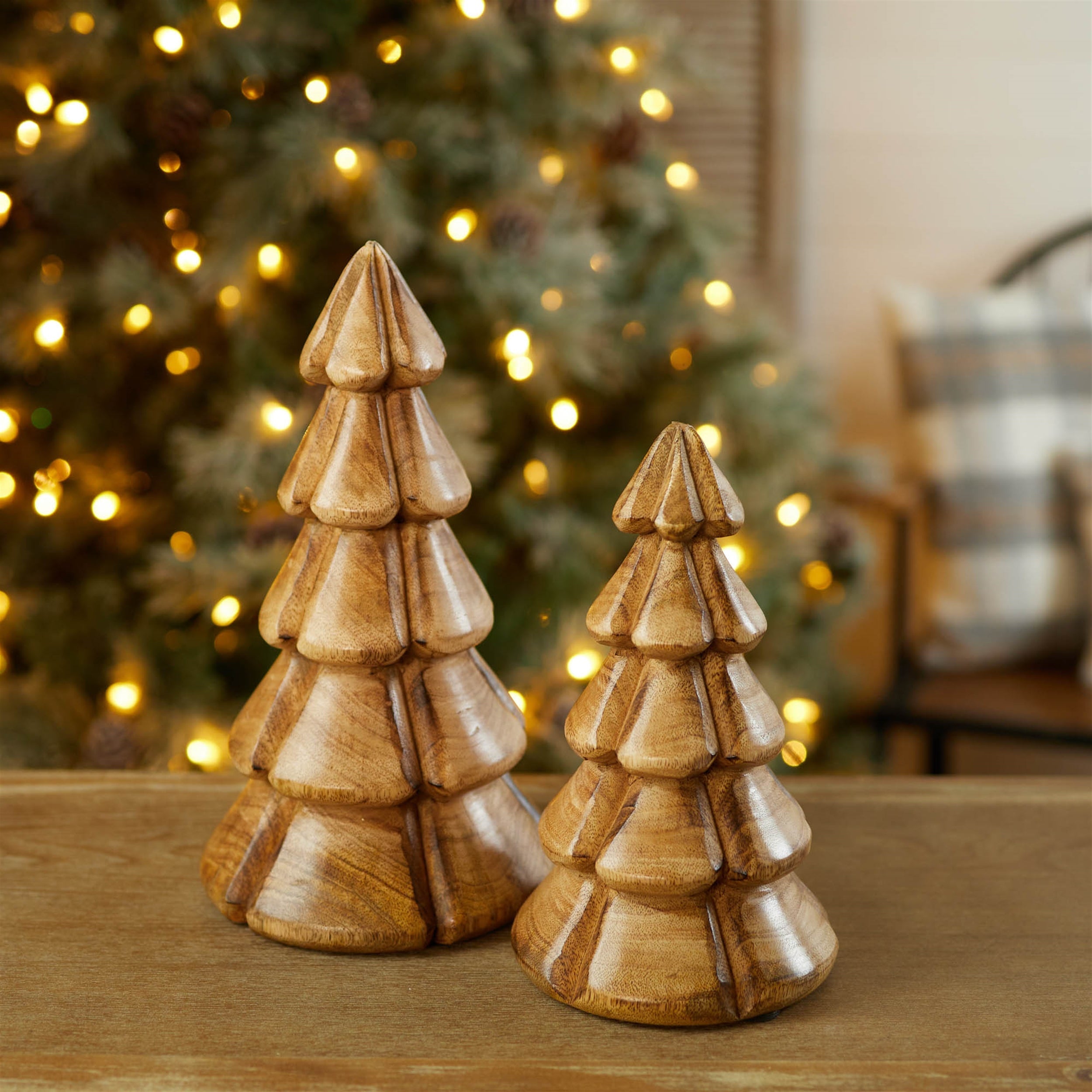 Modern Wood Pine Tree (Set of 2)