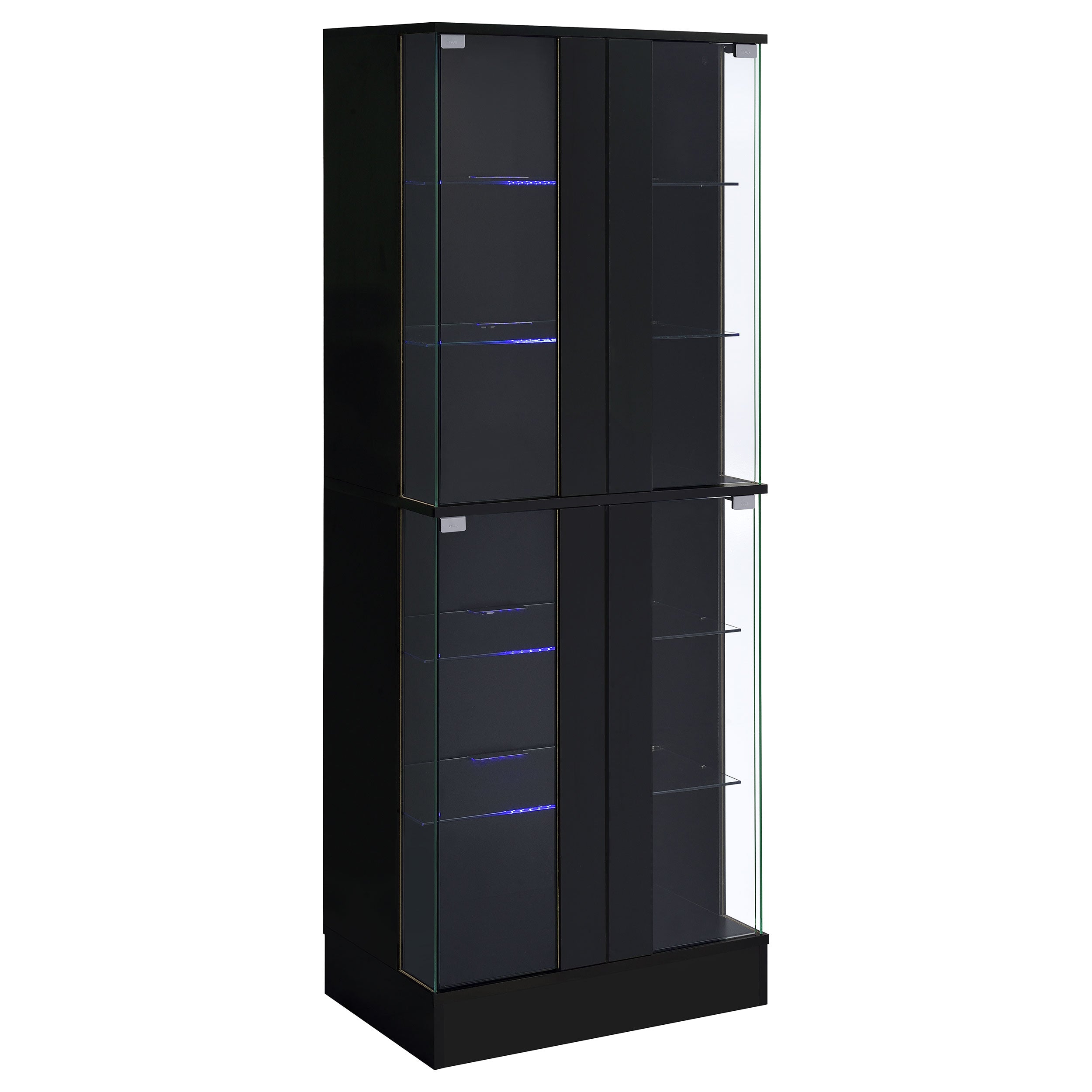 Cabra 4-door LED Curio Display Cabinet Black High Gloss-