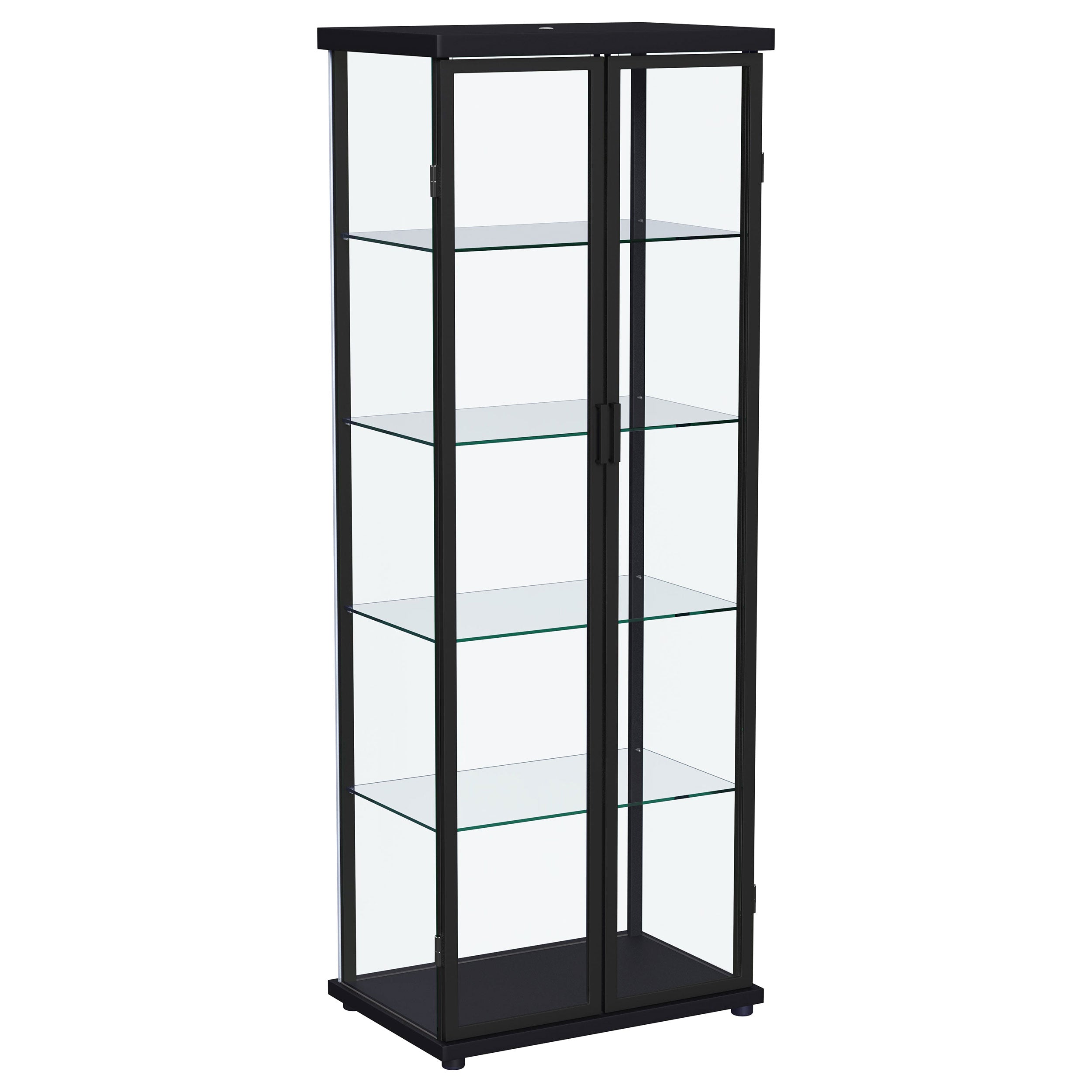 Aero 4-shelf Display Curio Cabinet with LED Lighting Black-