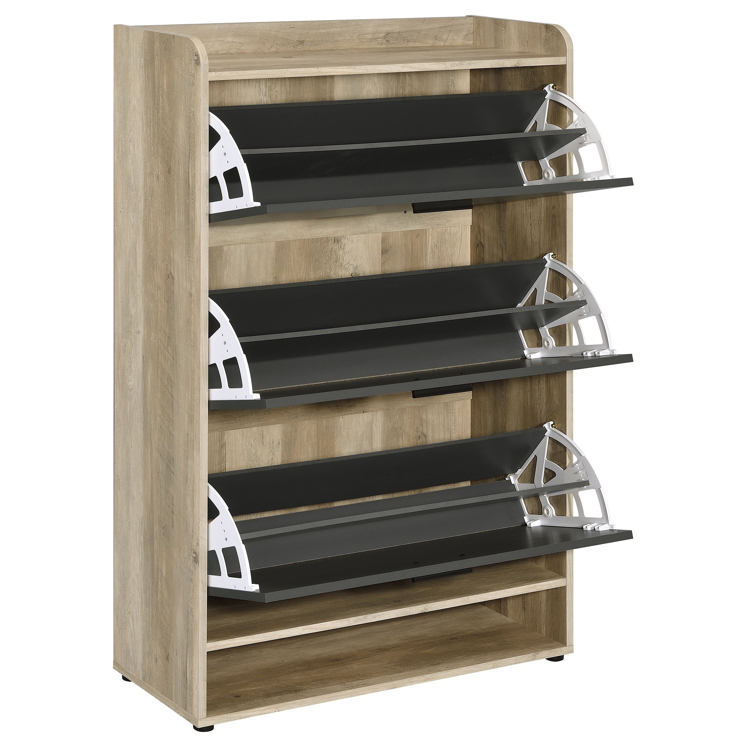 Denia 3-tier Engineered Wood Shoe Cabinet Grey-CoasterEveryday
