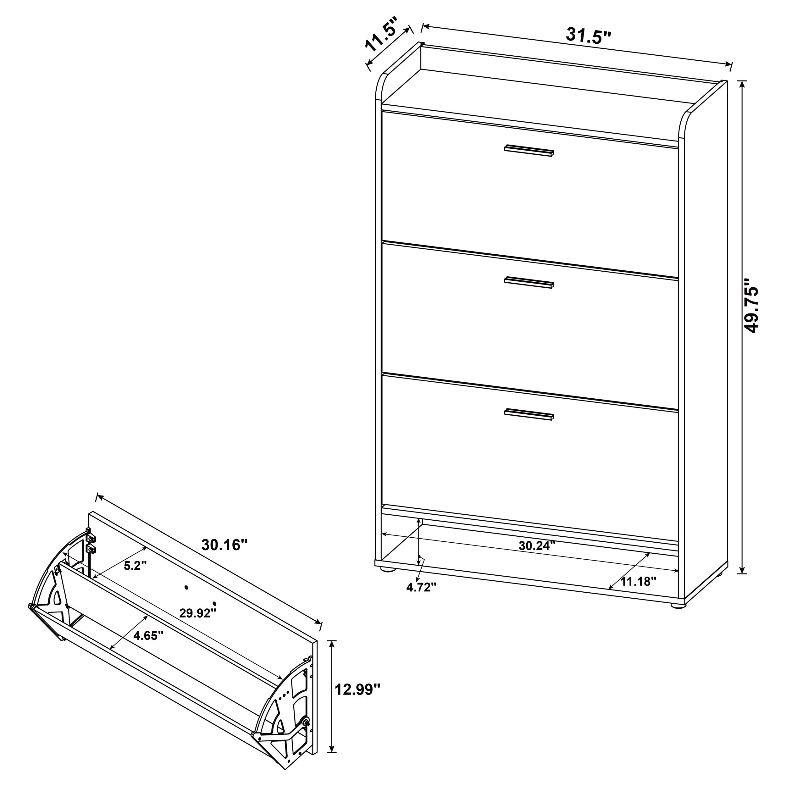Denia 3-tier Engineered Wood Shoe Cabinet Grey-CoasterEveryday
