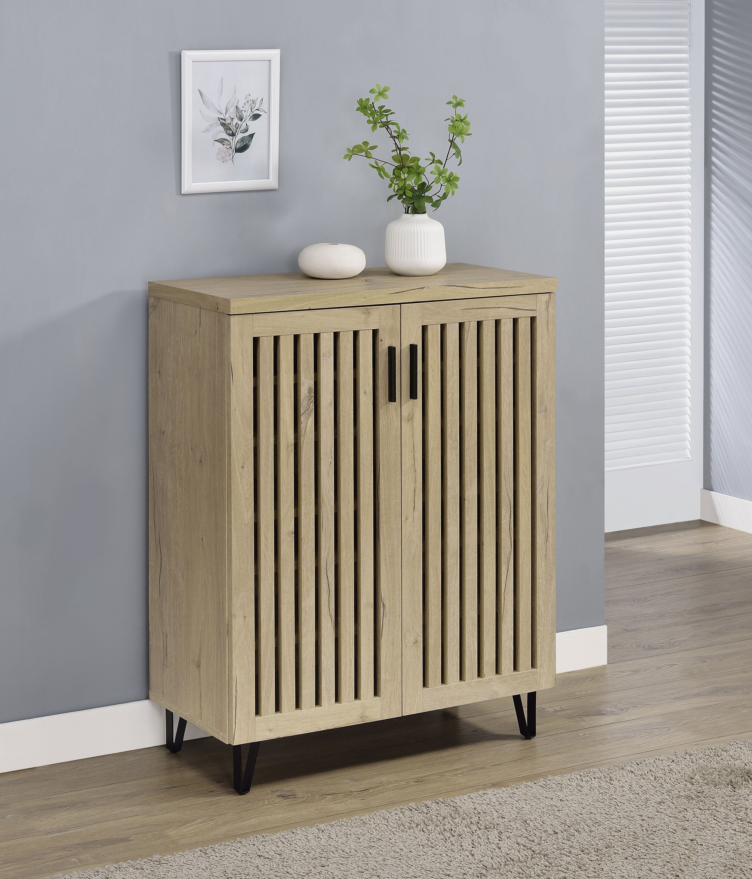 Brixton 2-door Entryway Shoe Storage Cabinets White Oak-