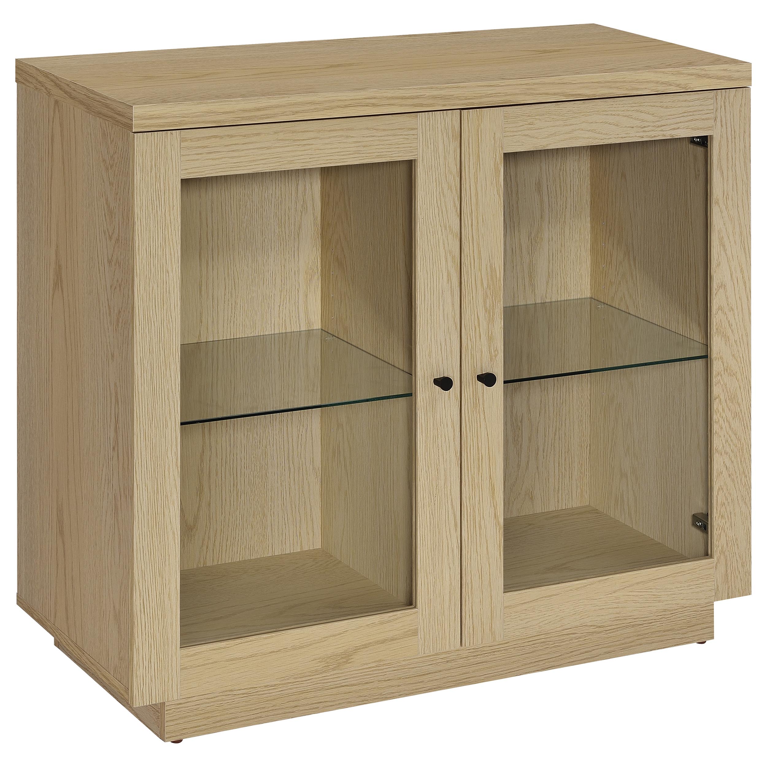 Tilbury 2-door Glass Front Accent Display Cabinet Light Oak-
