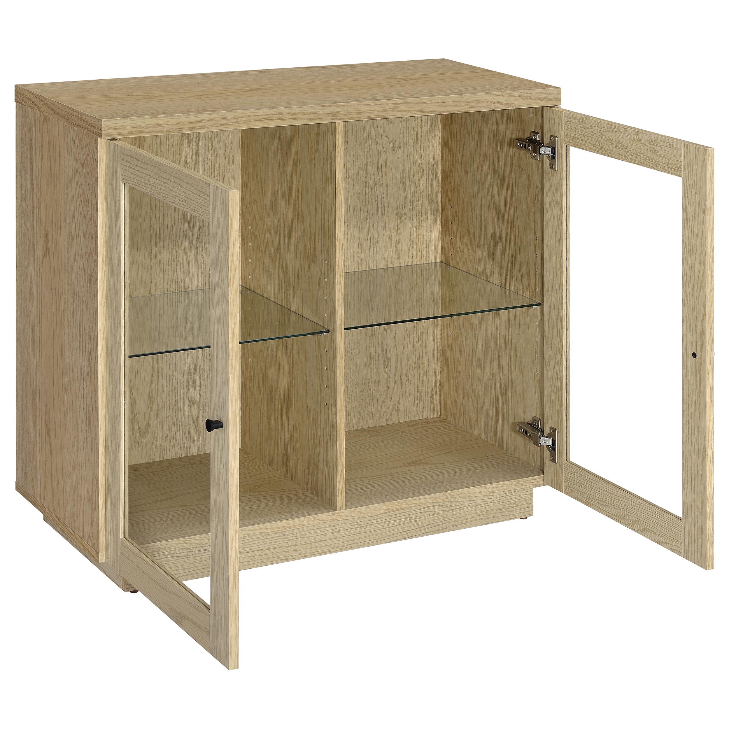 Tilbury 2-door Glass Front Accent Display Cabinet Light Oak-