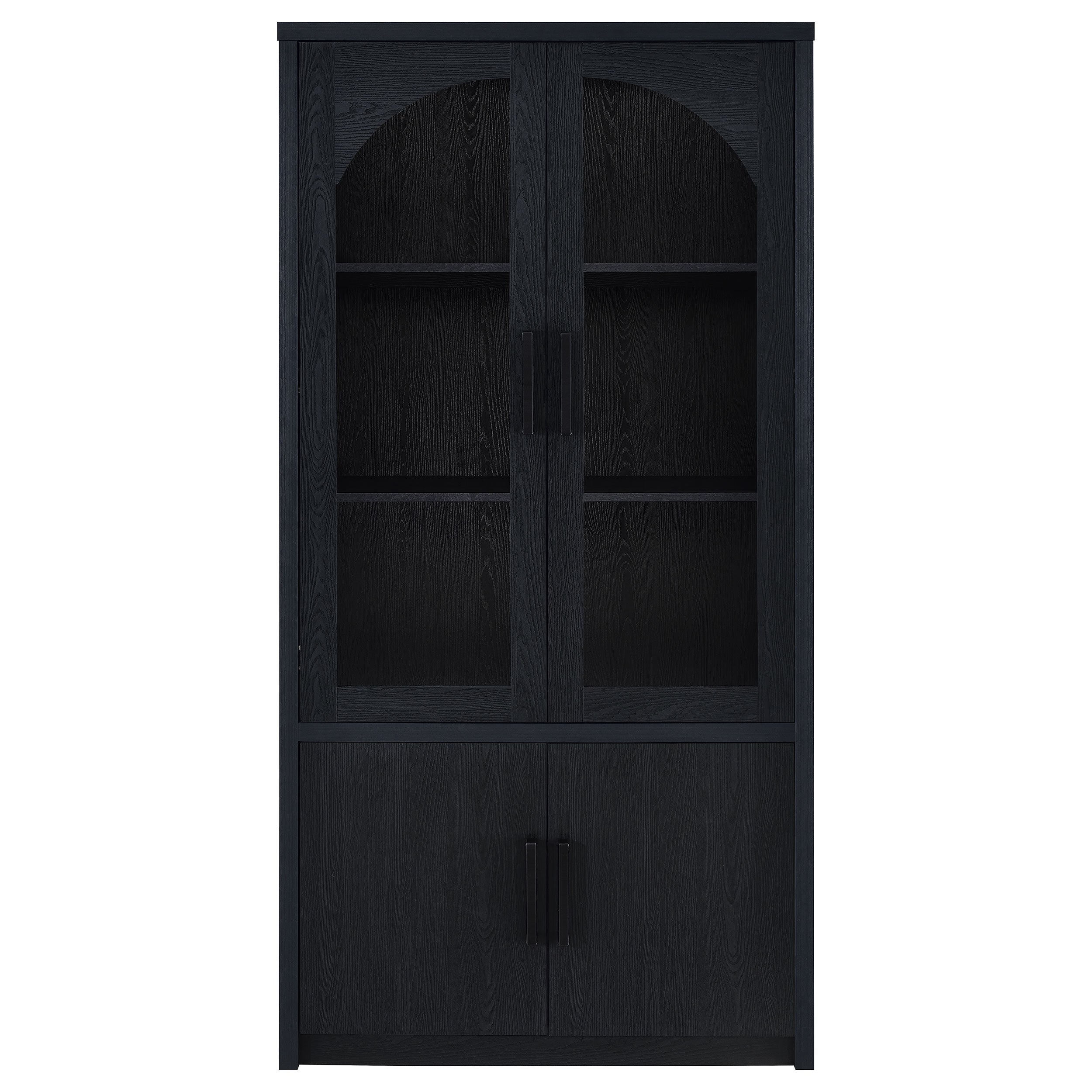 Riva 4-door Tall Accent Display Cabinet LED Lighting Black-