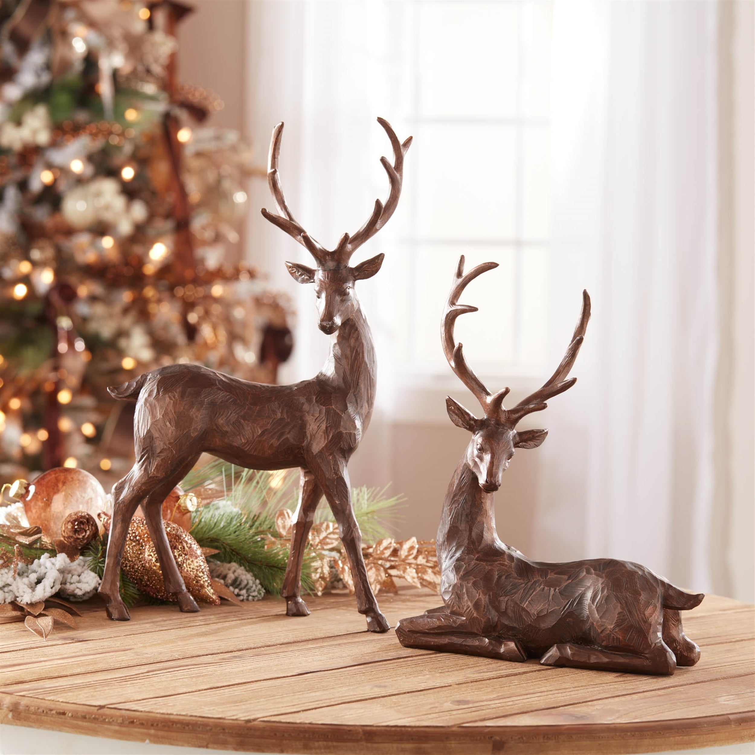 Winter deer figurine (set of 2)