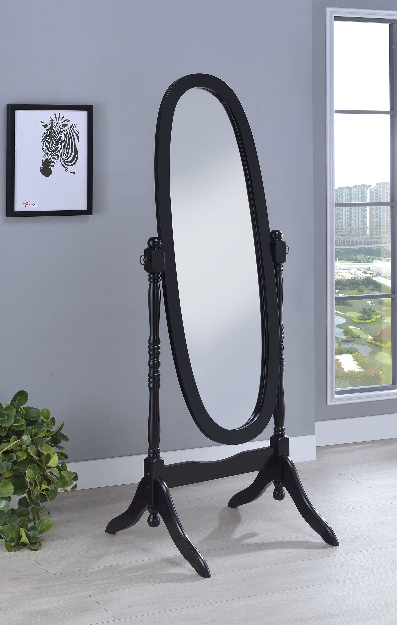 Foyet Wood Adjustable Full Length Cheval Mirror Black-CoasterEveryday