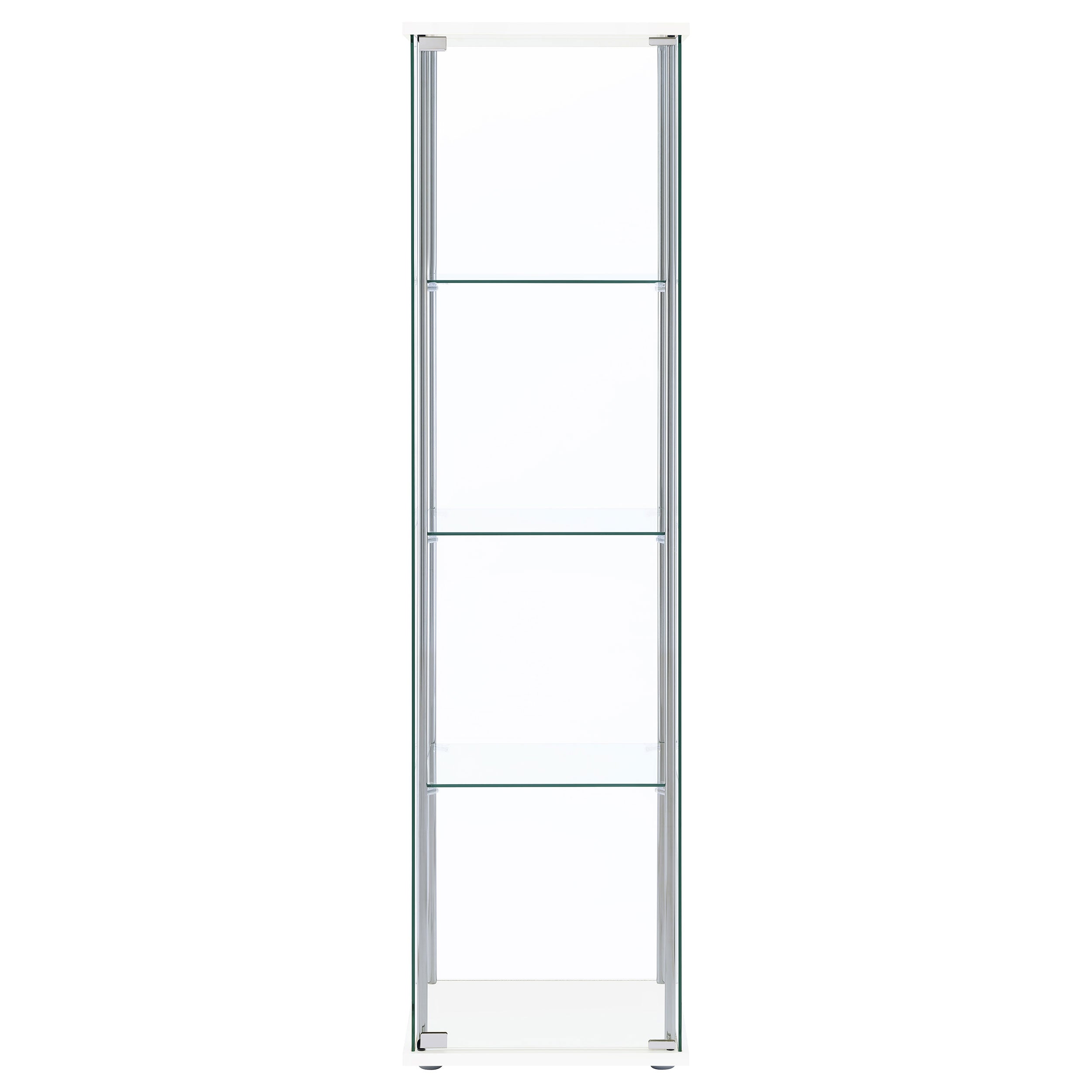 Bellatrix 3-shelf Clear Glass Curio Cabinet White-CoasterEveryday