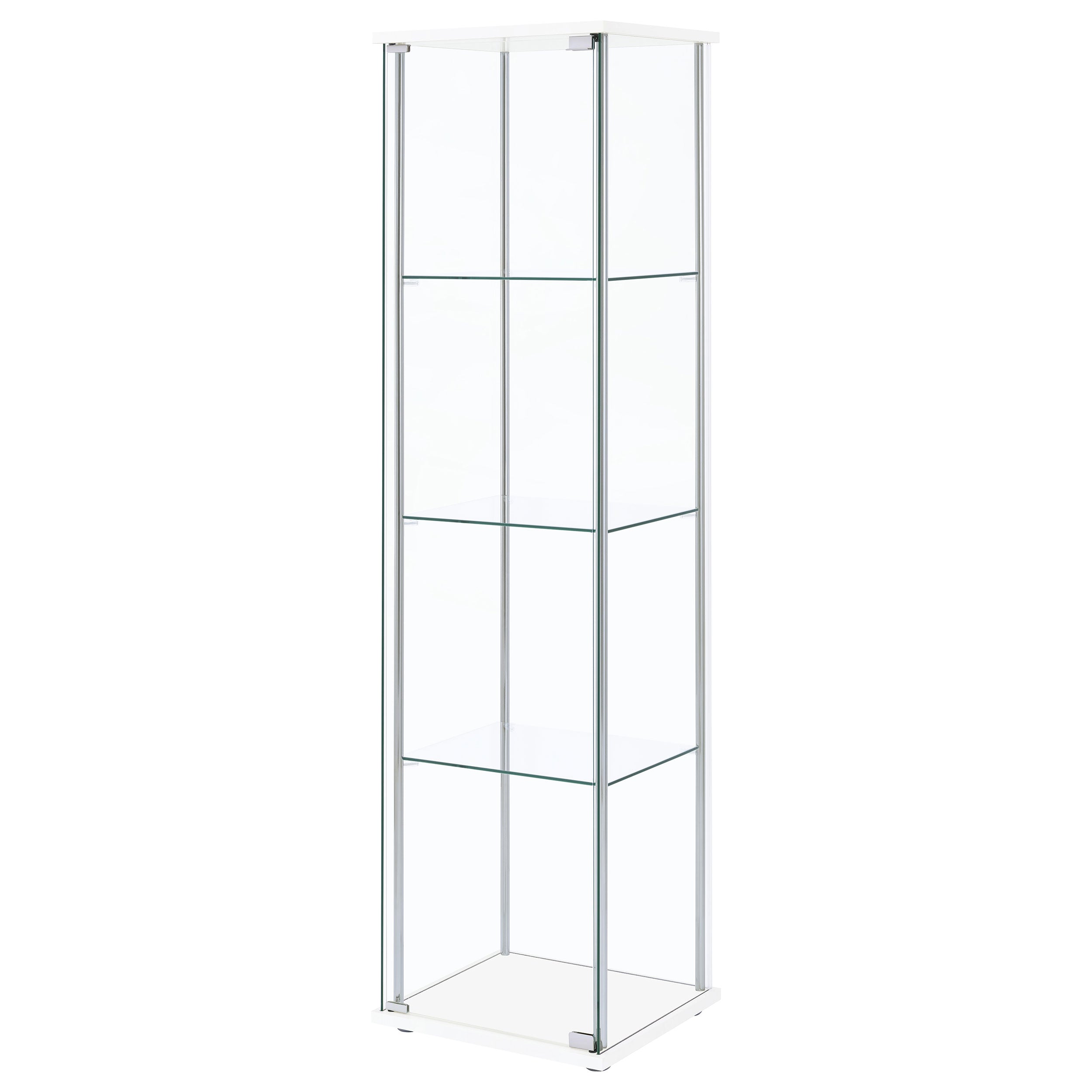 Bellatrix 3-shelf Clear Glass Curio Cabinet White-CoasterEveryday