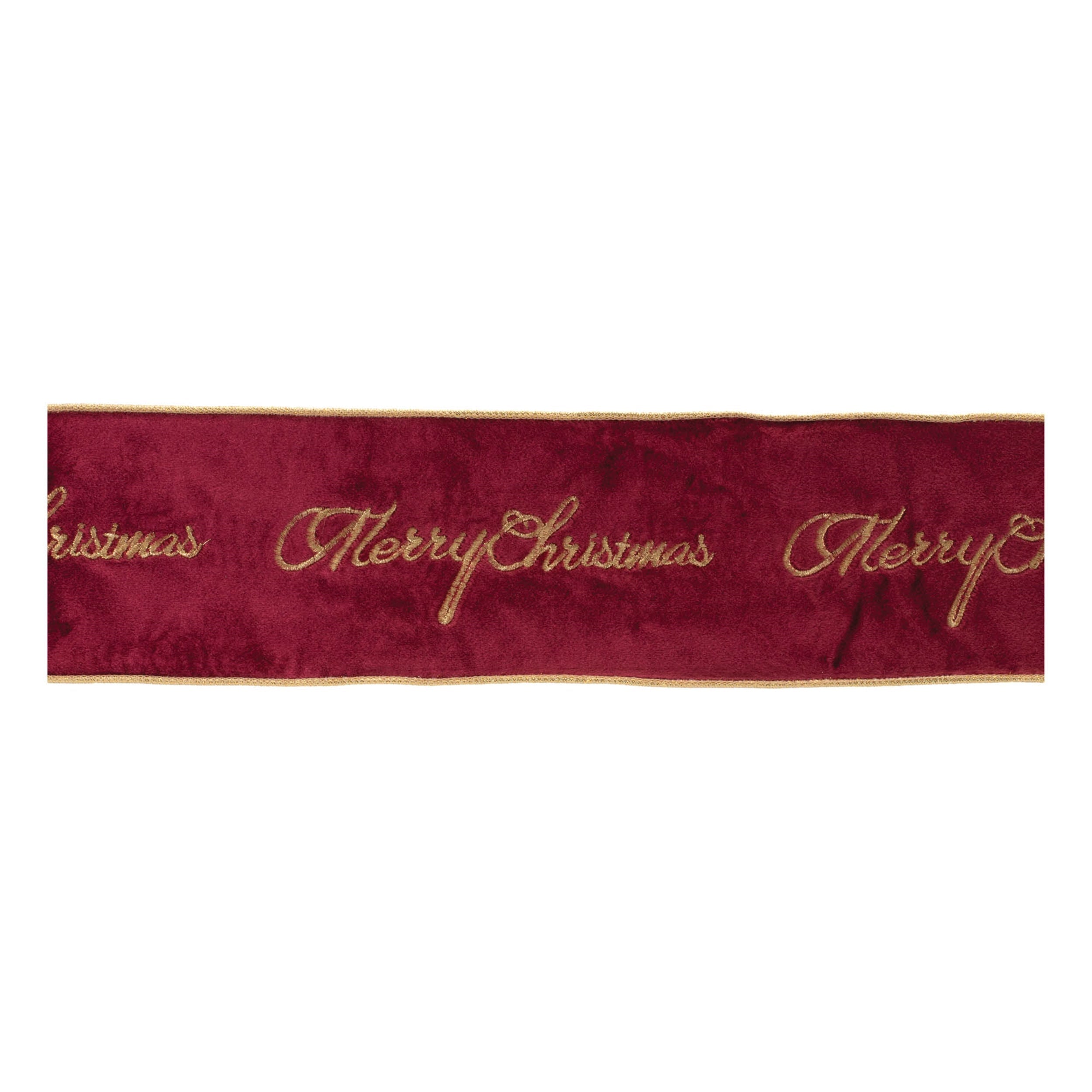 Embroidered Merry Christmas Wired Ribbon 4" x 5 Yds.