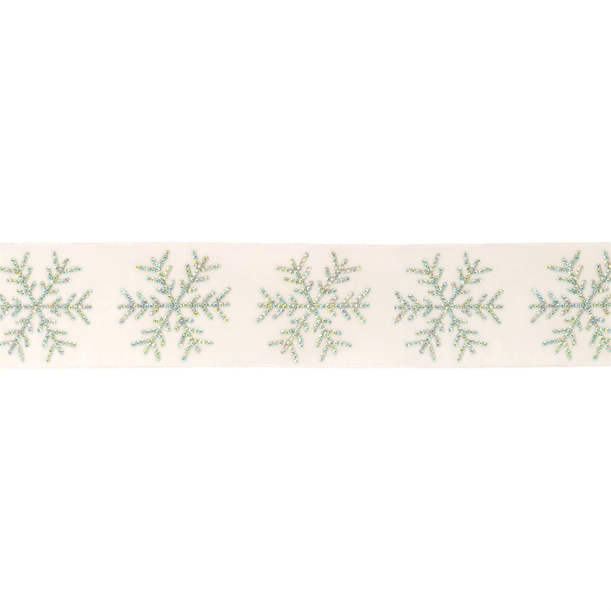 Jeweled Snowflake Wired Ribbon 4" x 5 Yds.