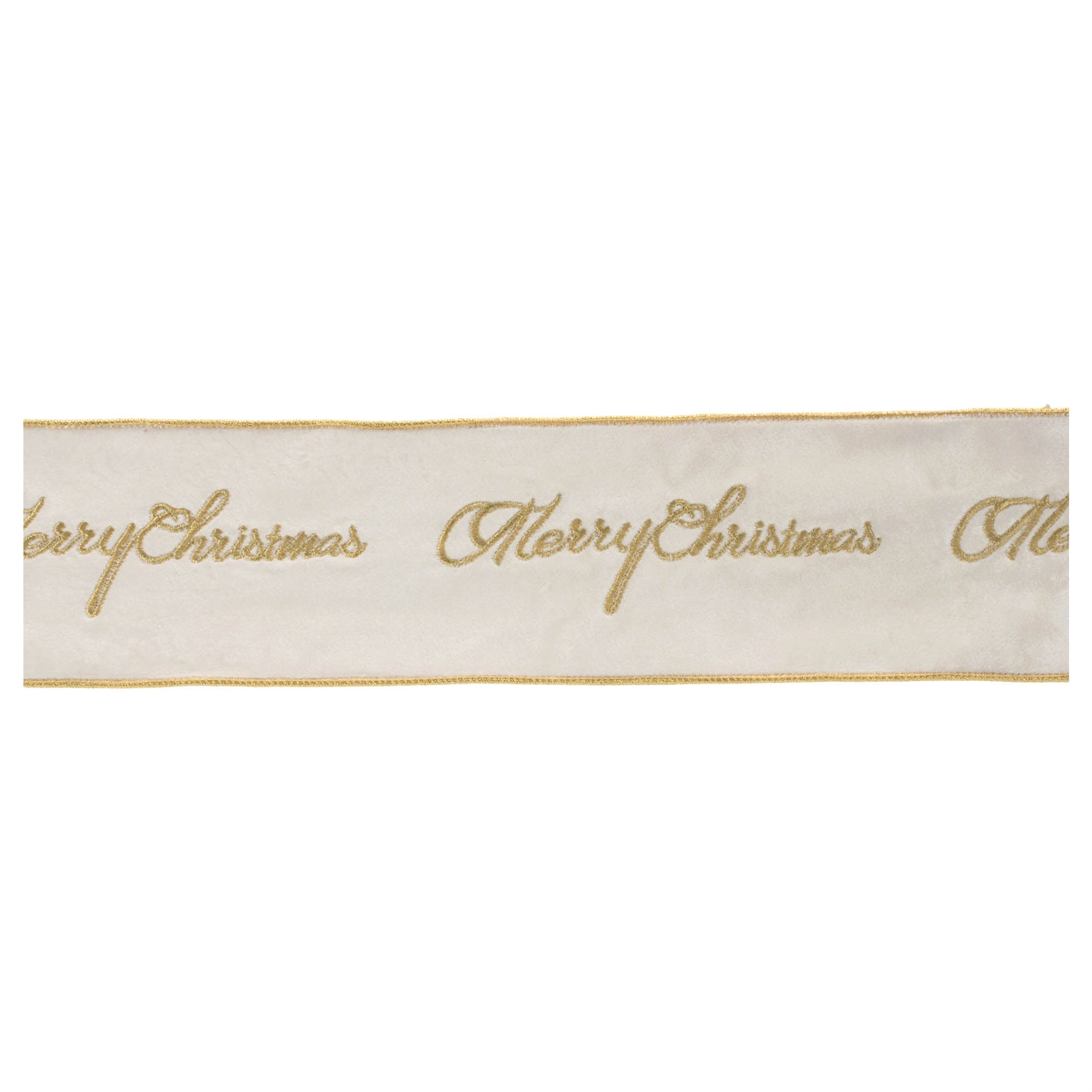 Embroidered Merry Christmas Wired Ribbon 4" x 5 Yds.