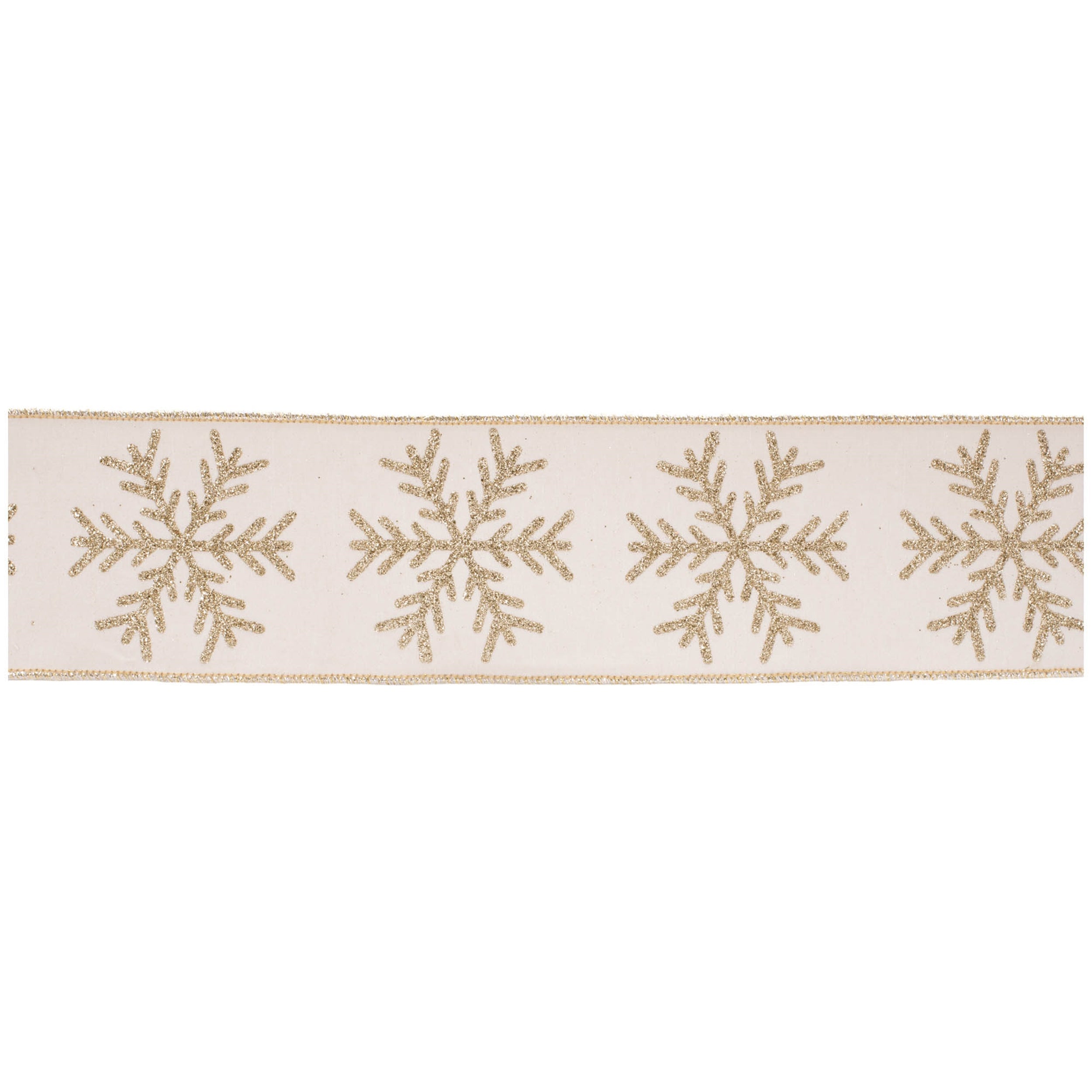 Glittered Snowflake Wired Ribbon 4" x 5 Yds.