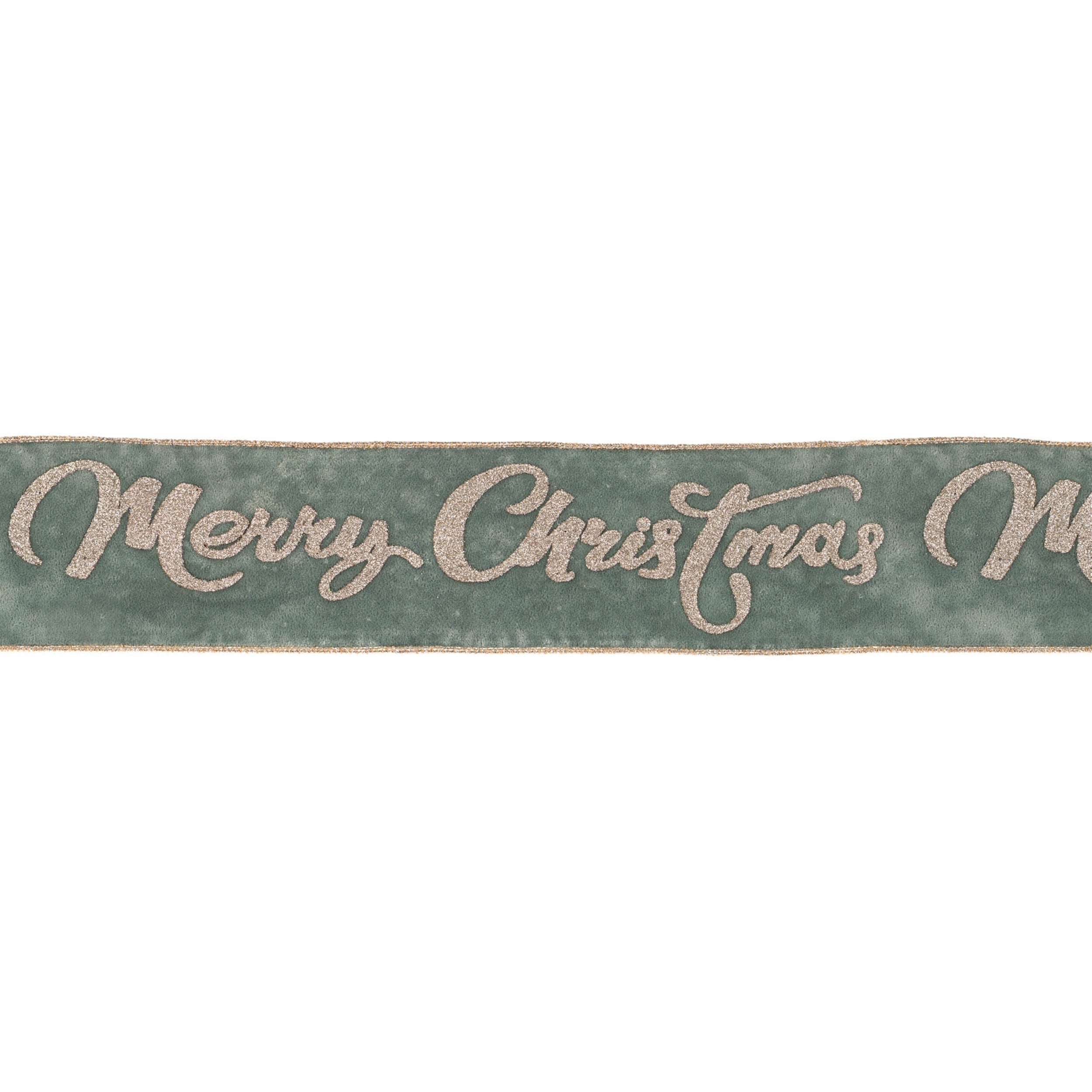 Glittered Merry Christmas Wired Ribbon 4" x 5 Yds.