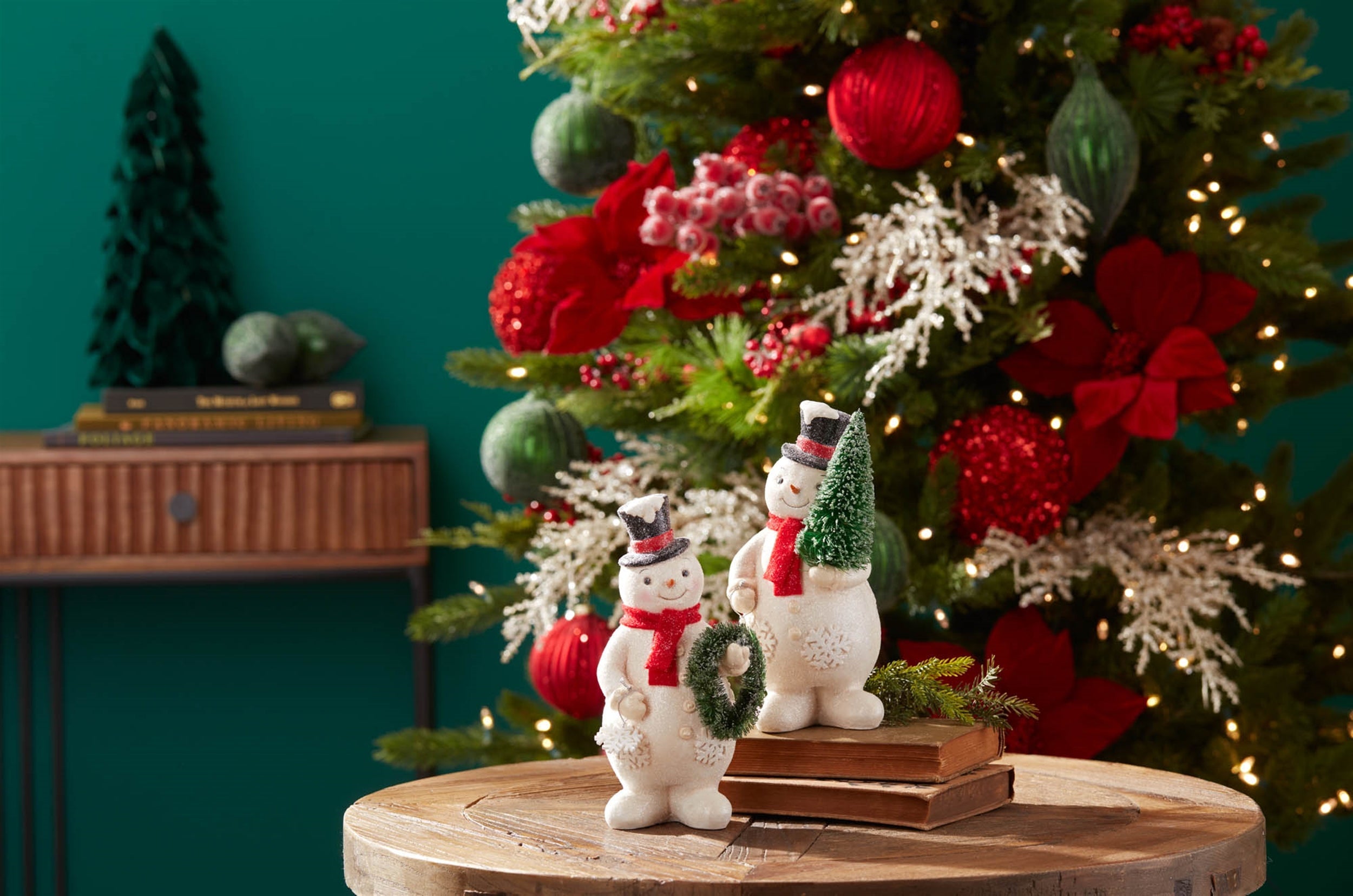 Glittered Snowman Figurine (Set of 2)