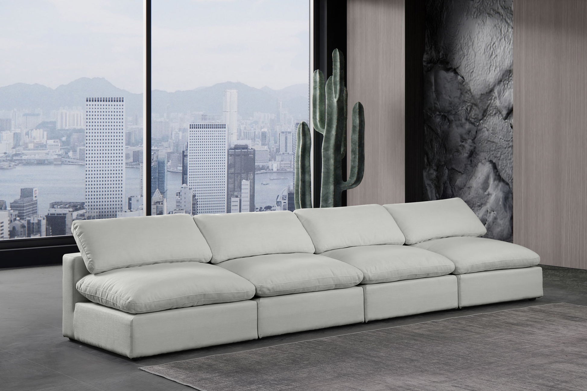 Comfy - Linen Modular Armless Sofa 4 Seats - Best Buy Furniture
