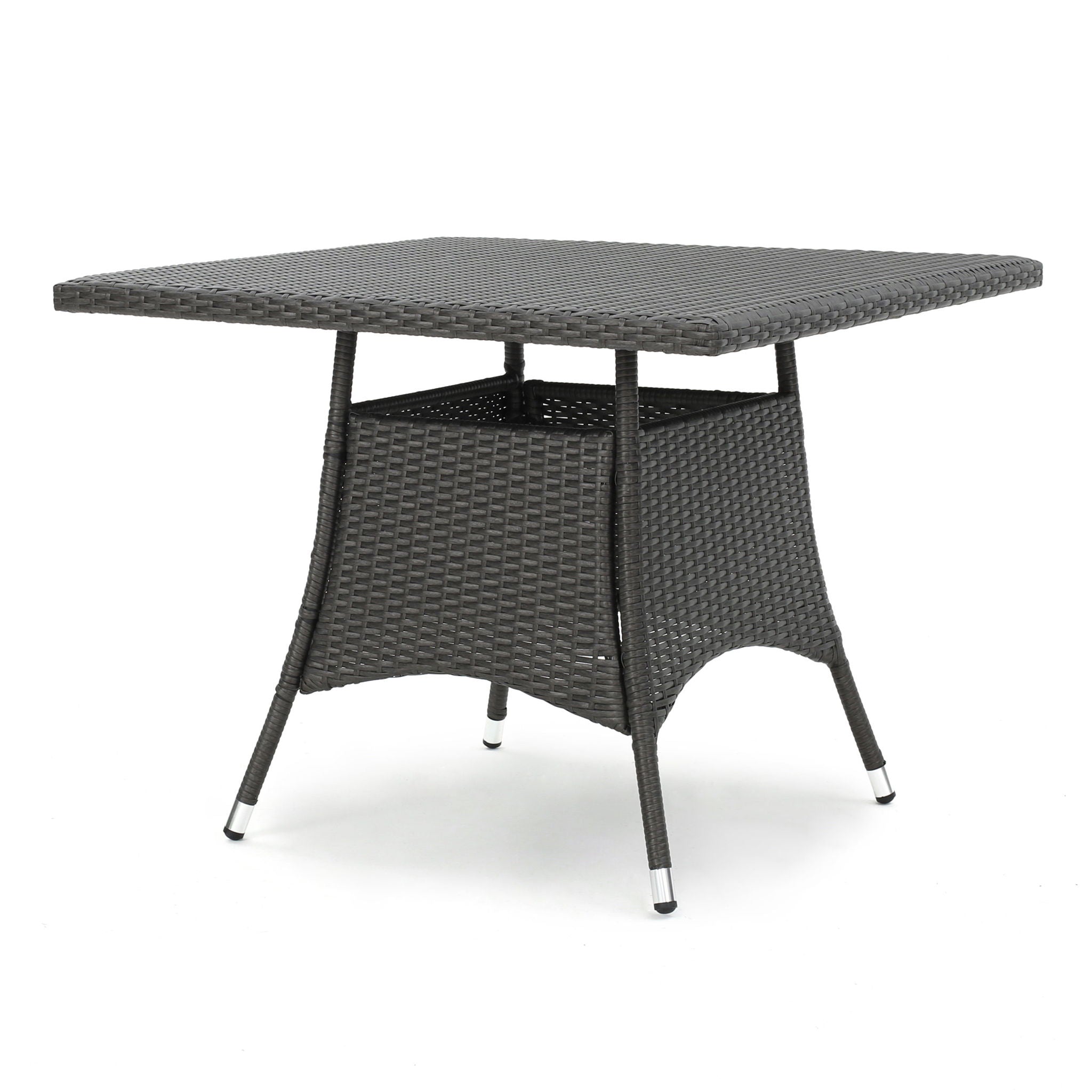 Outdoor Rattan Square Dining Table With 4 Legs - Gray
