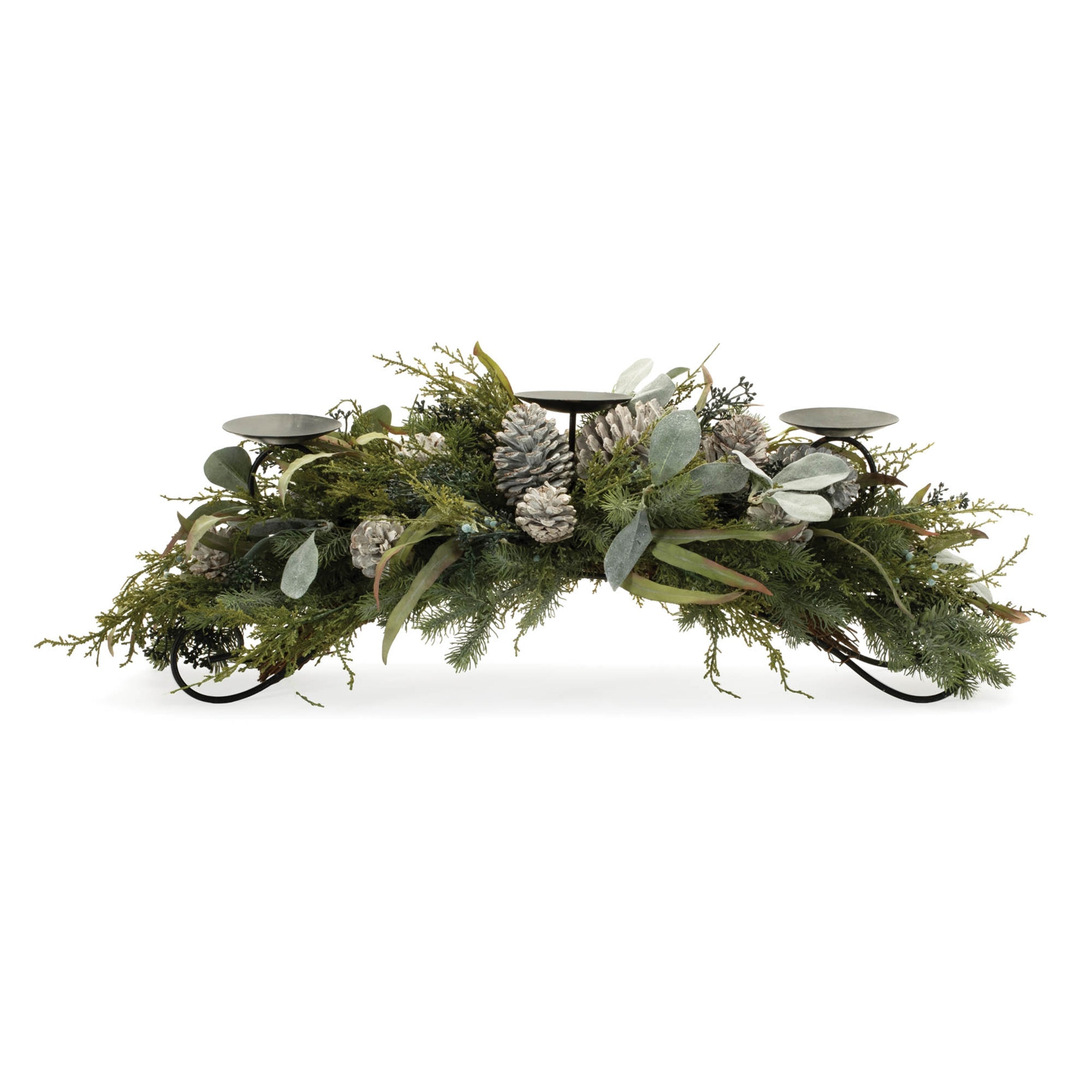 Mixed Pine Candle Holder Centerpiece 32"L