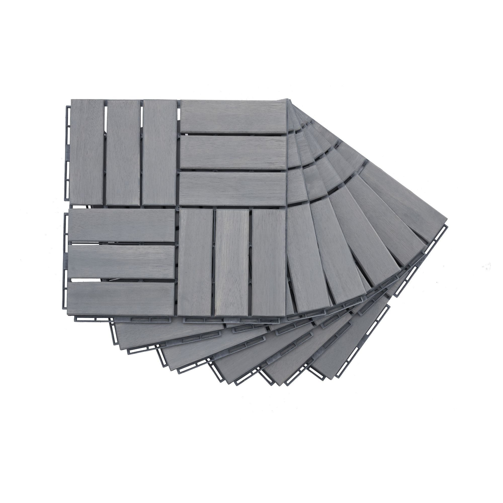 Acacia Wood Interlocking Deck Tiles Checker Pattern For Outdoor Flooring